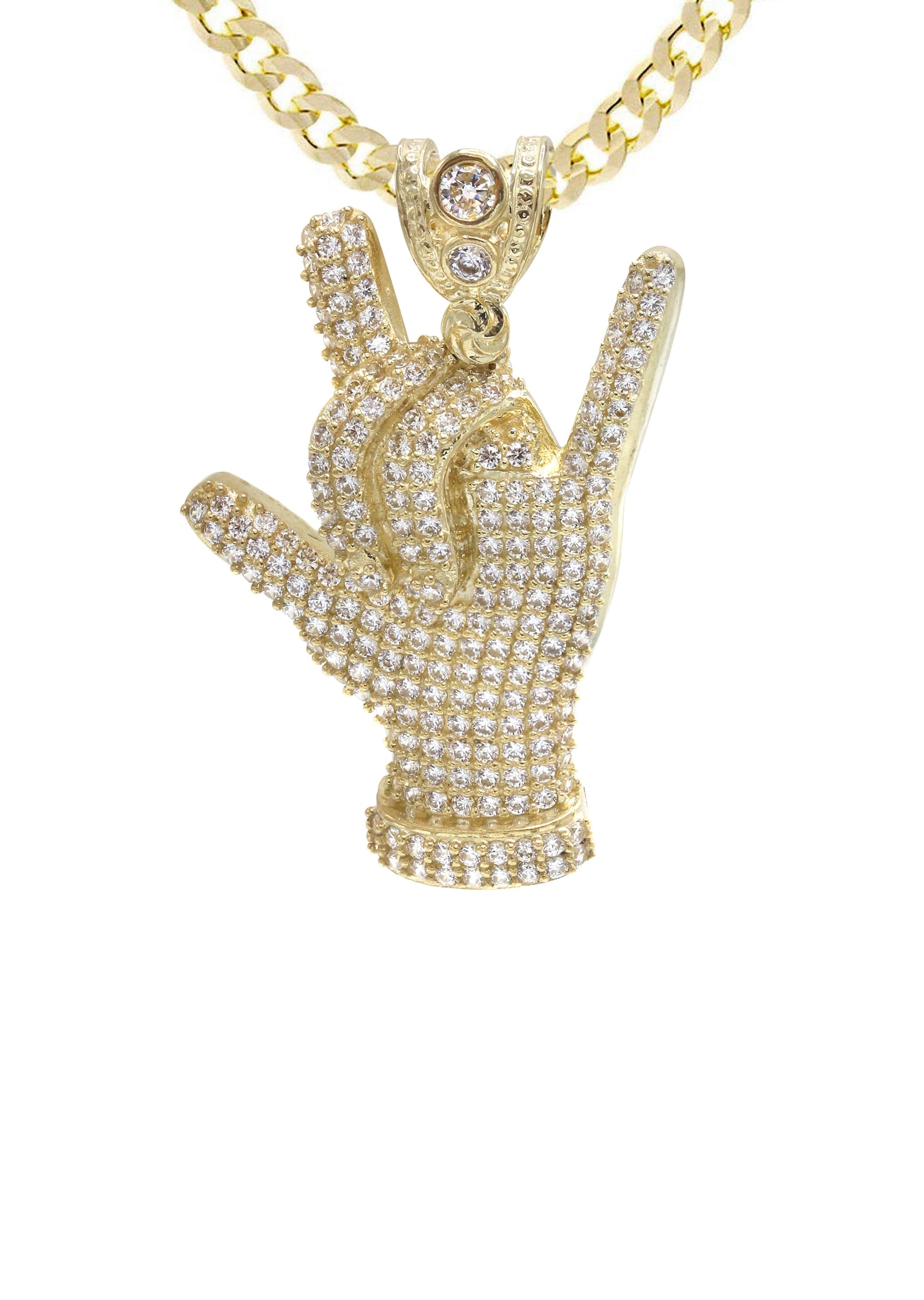 10K Yellow Gold Hand Horns Necklace | Appx. 16.4 Grams - Image 2
