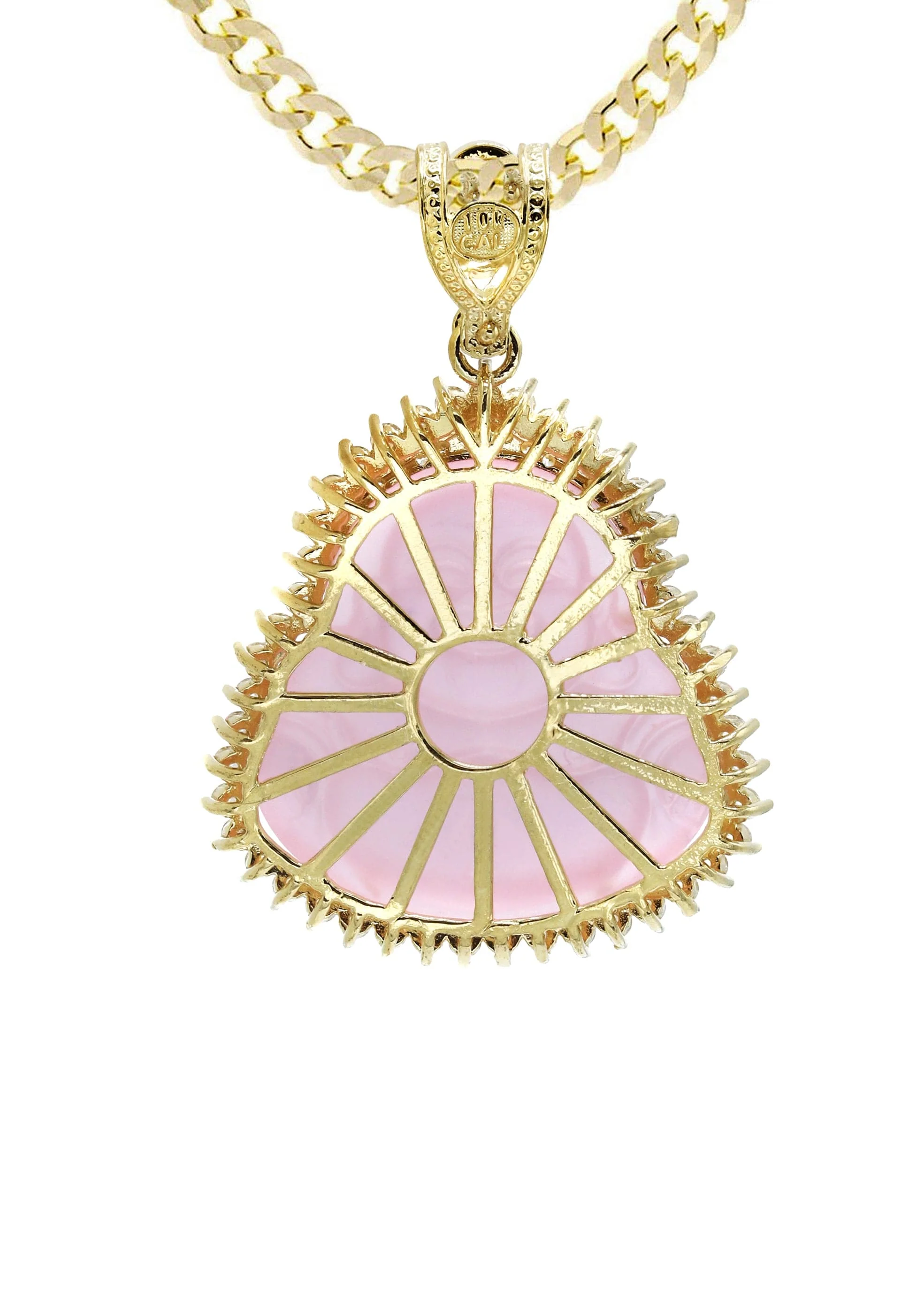 10K Yellow Gold Pink Buddha Necklace | Appx. 24.7 Grams - Image 3
