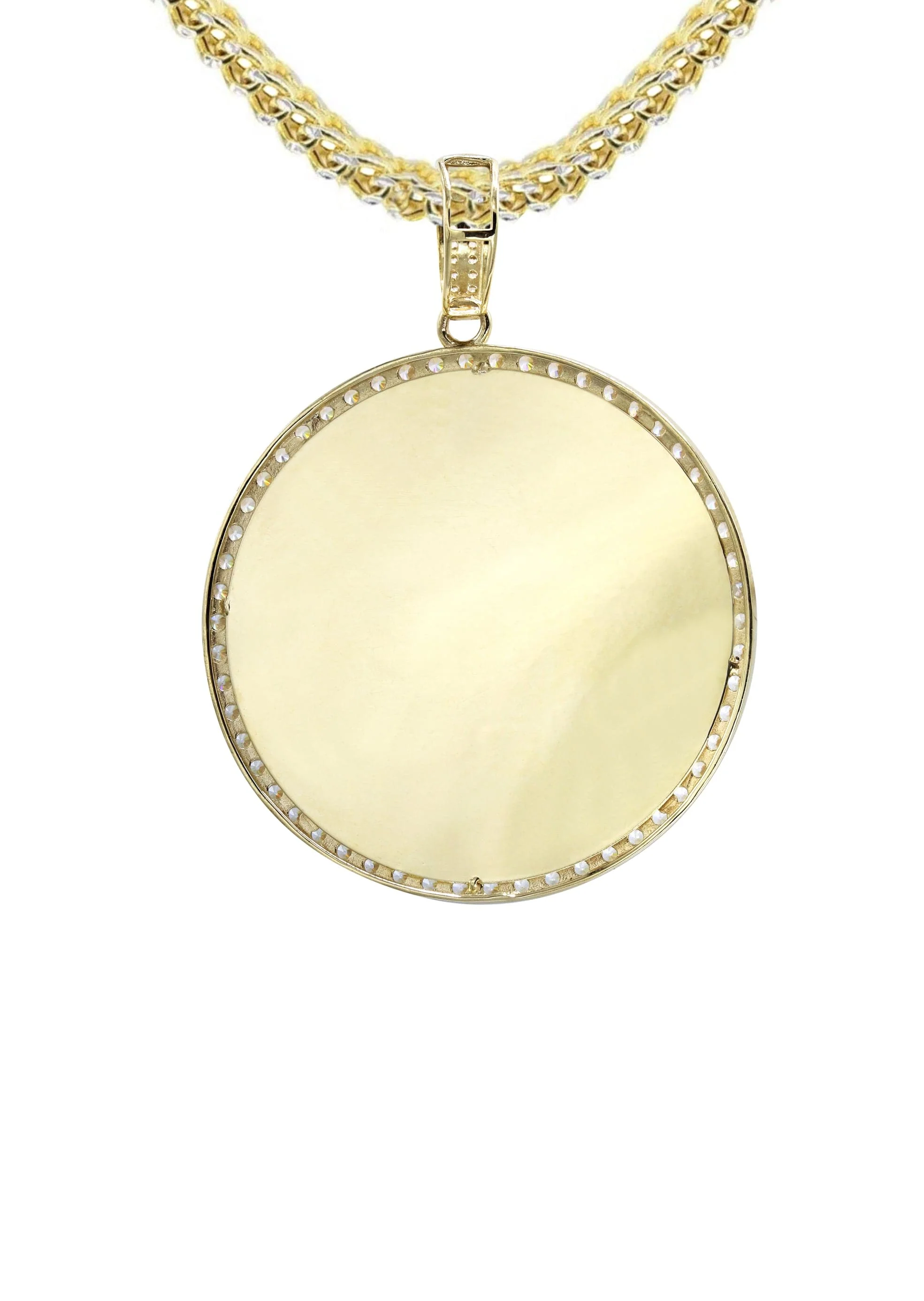 10K Yellow Gold Round Picture Necklace | Appx. 16.7 Grams - Image 3