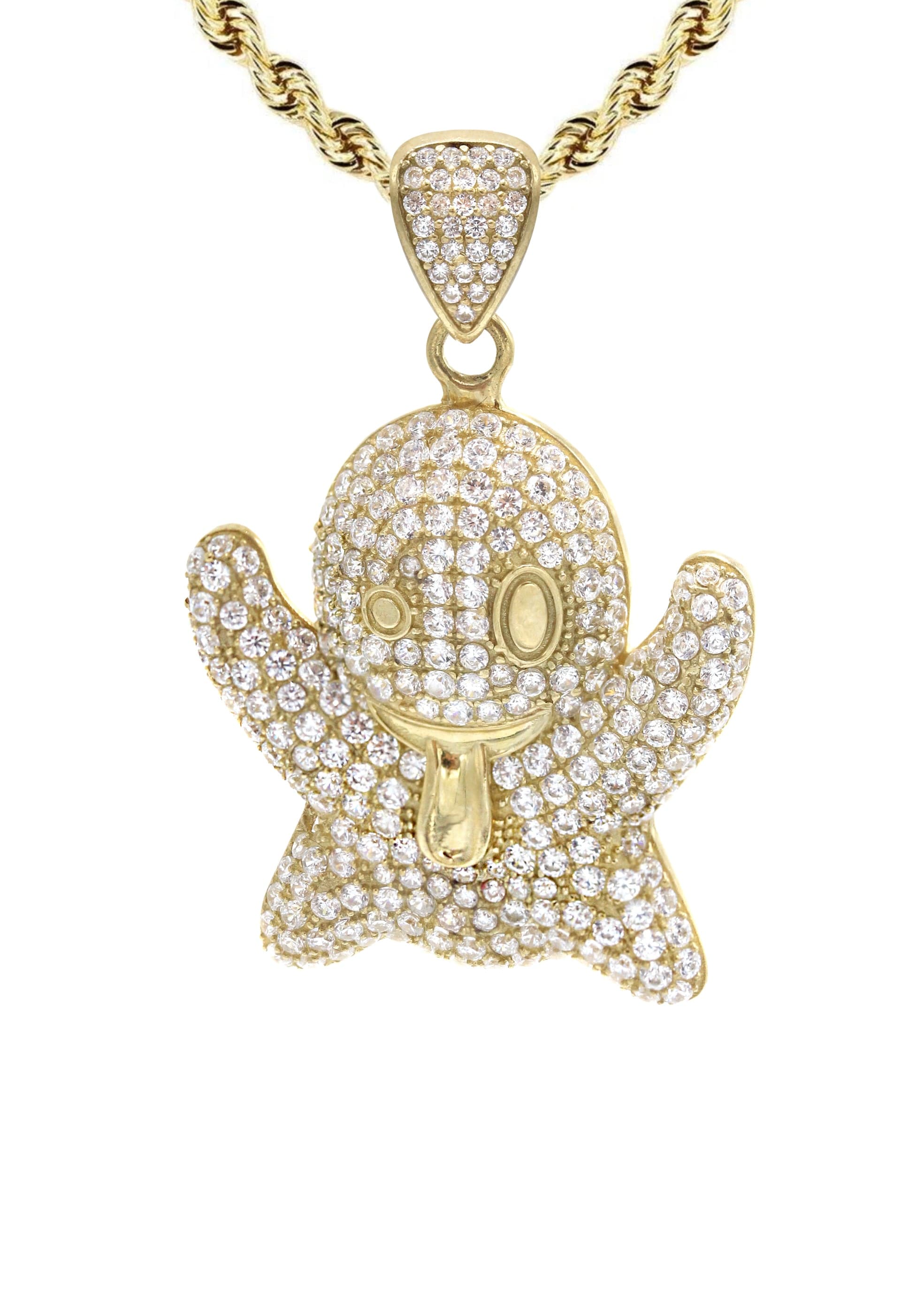 10K Yellow Gold Ghost Emoticon Necklace | Appx. 18.4 Grams - Image 2
