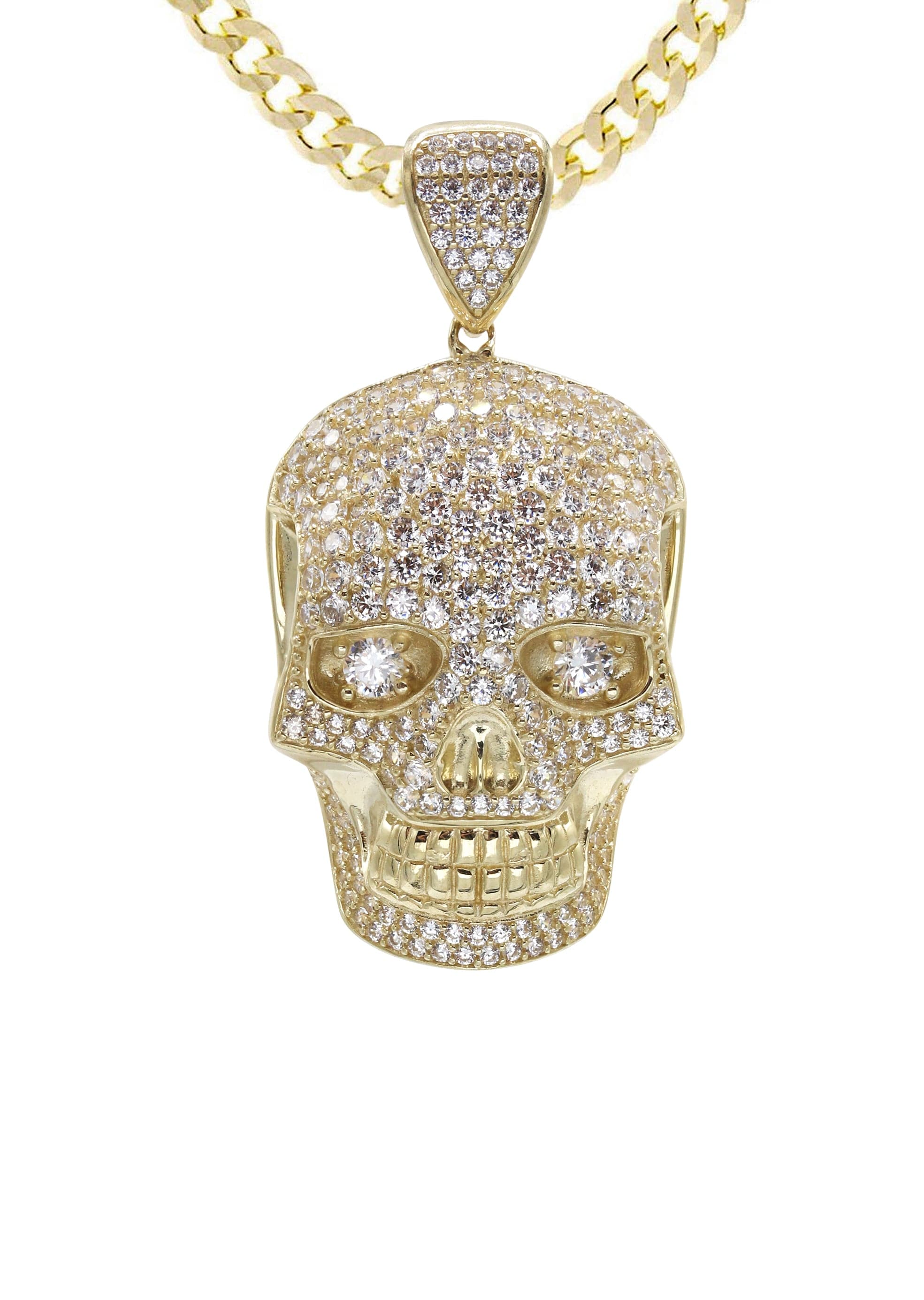 10K Yellow Gold Skull Head Necklace | Appx. 19.4 Grams - Image 2