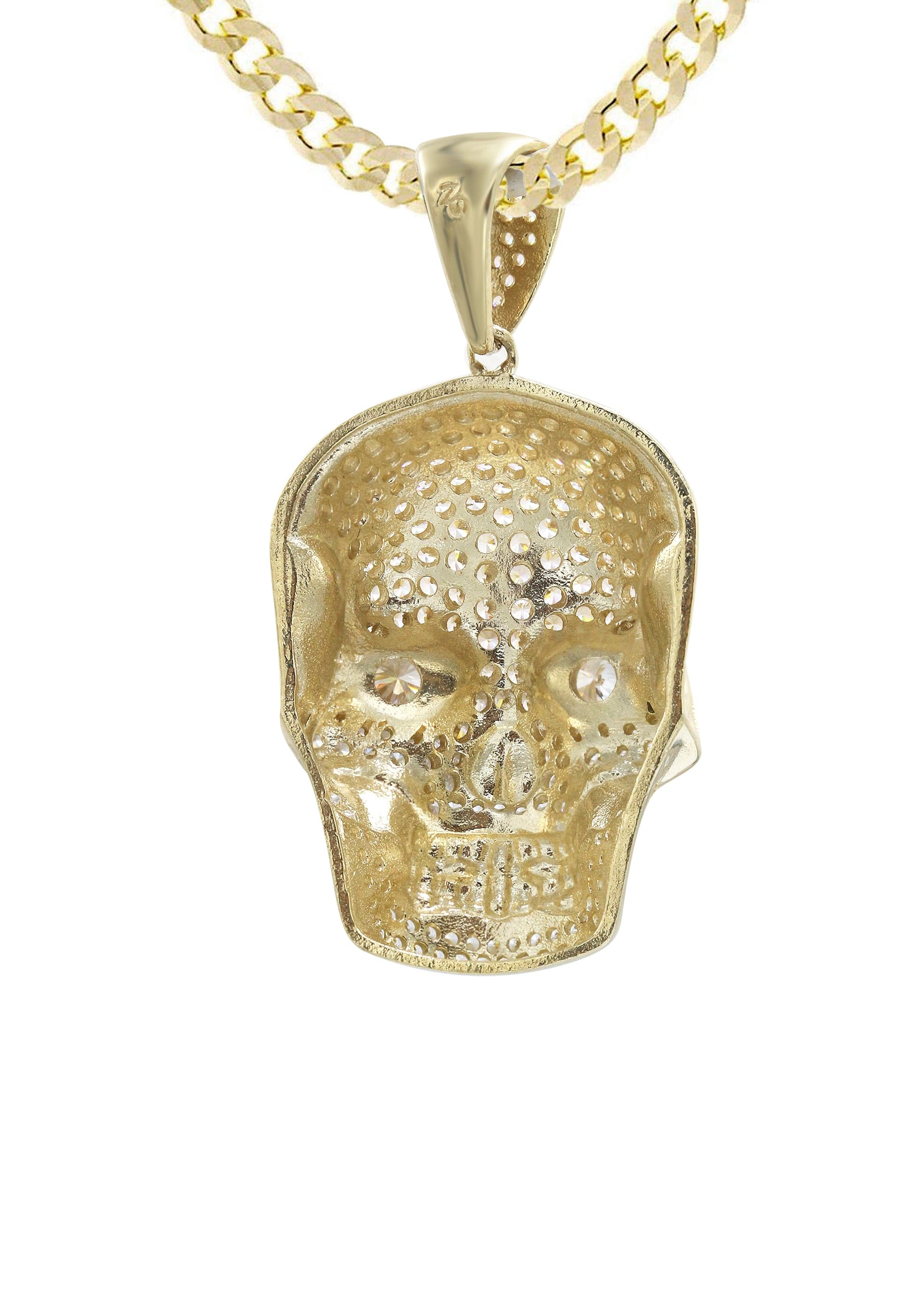 10K Yellow Gold Skull Head Necklace | Appx. 19.4 Grams - Image 3