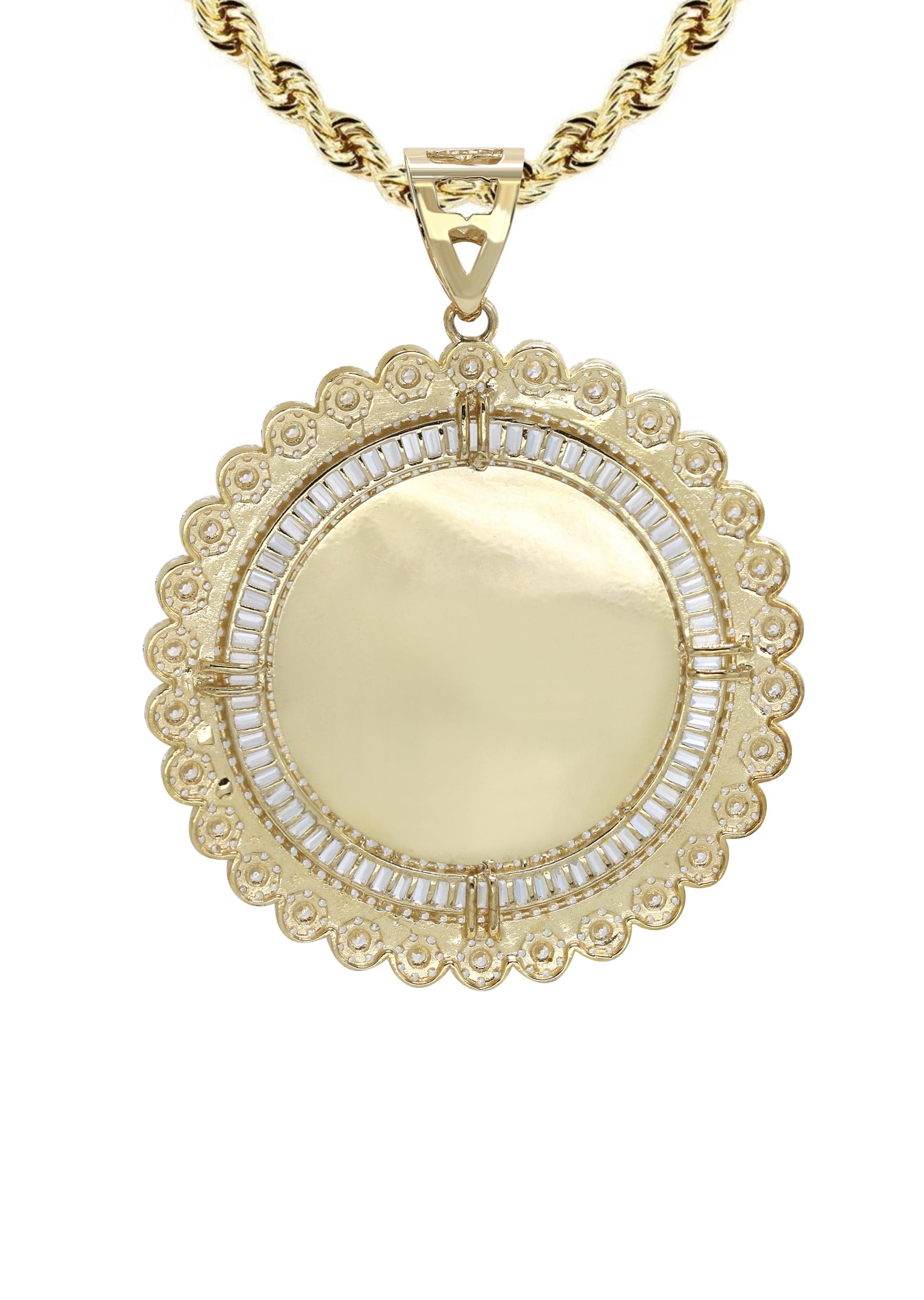 10K Yellow Gold Round Picture Necklace | Appx. 23.5 Grams - Image 3
