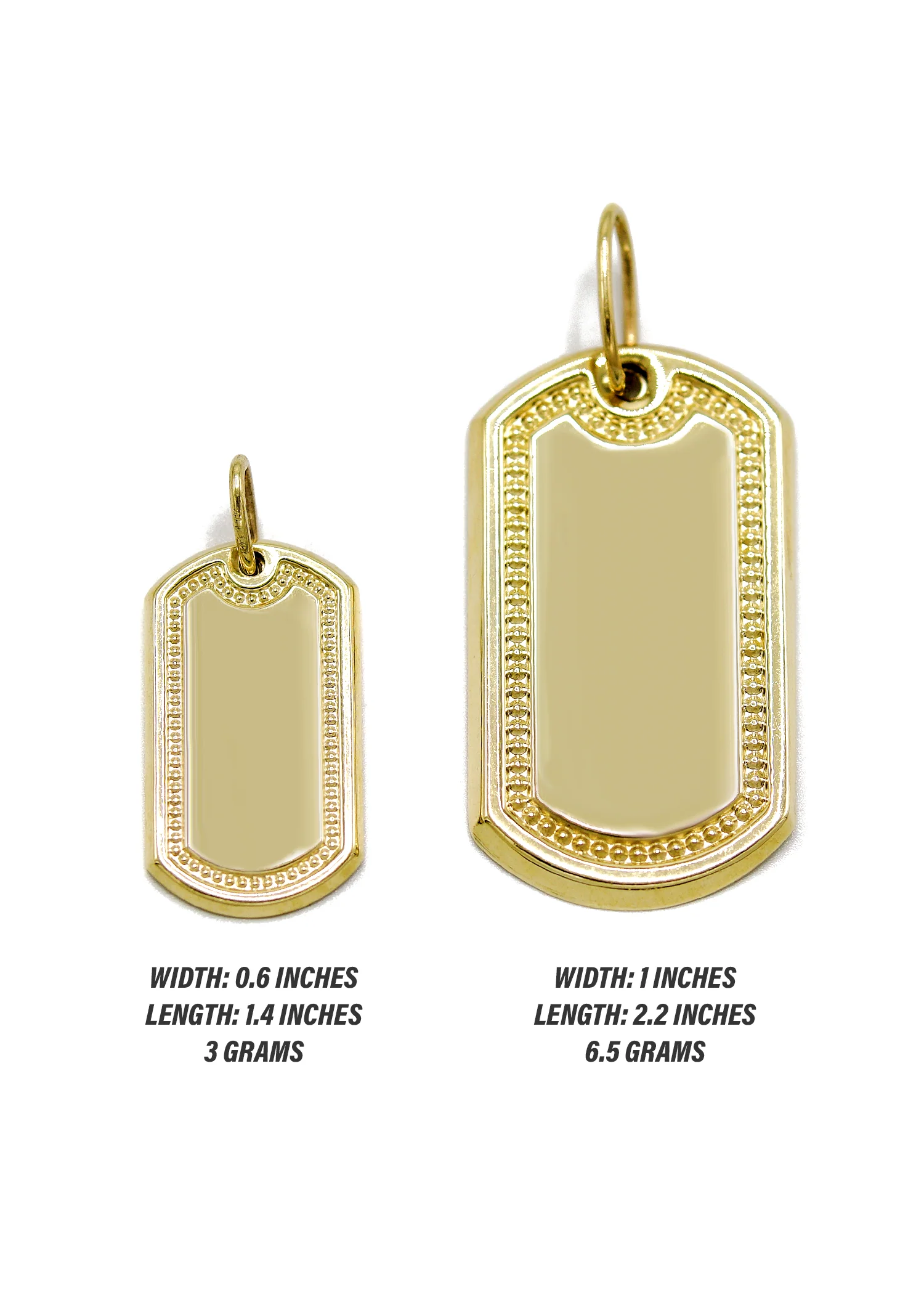 10K Gold Dog Tag Pendant | Customizable Size - Image 2