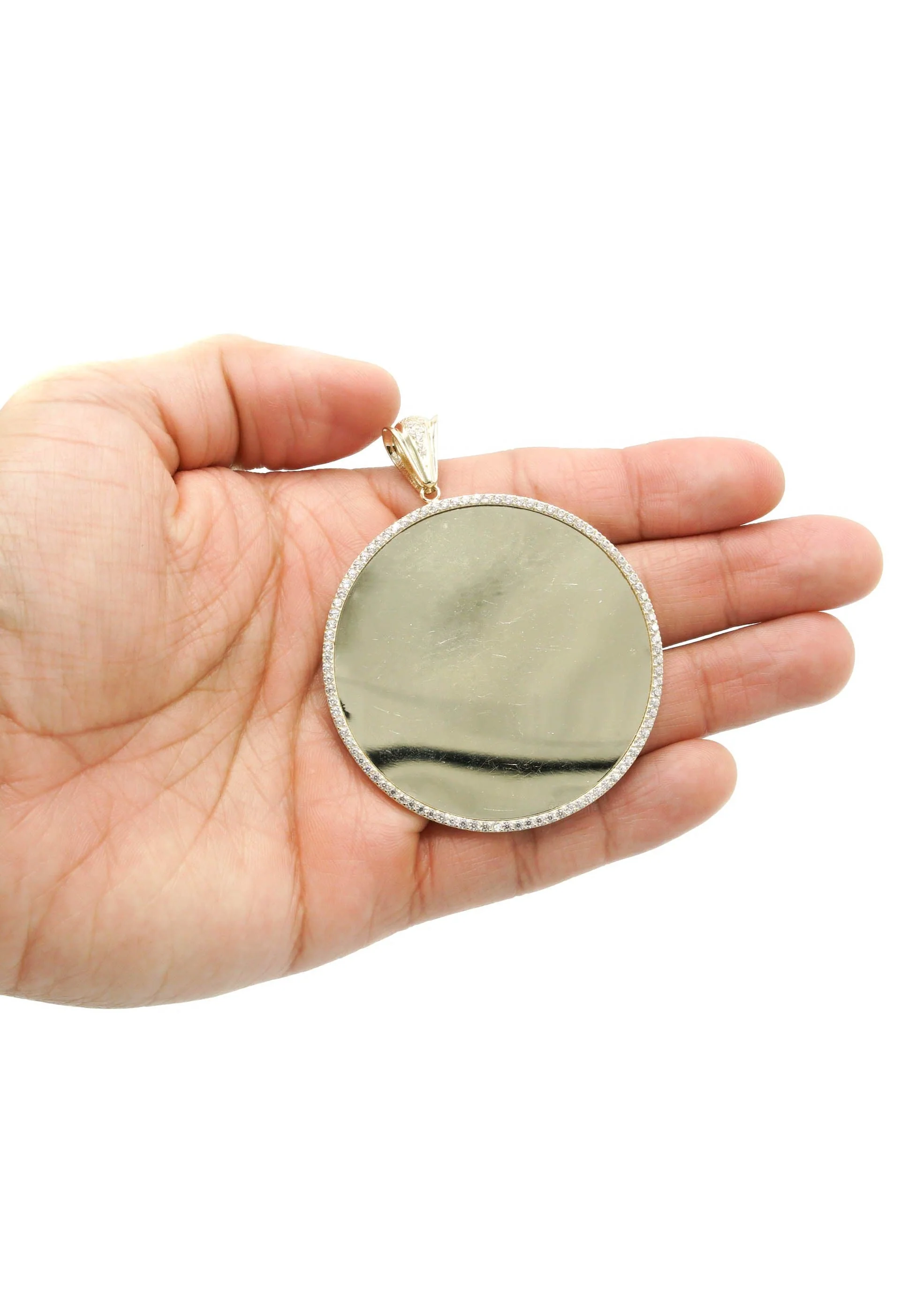 10K Yellow Gold CZ Picture Pendant Necklace | Appx. 25 Grams - Image 5