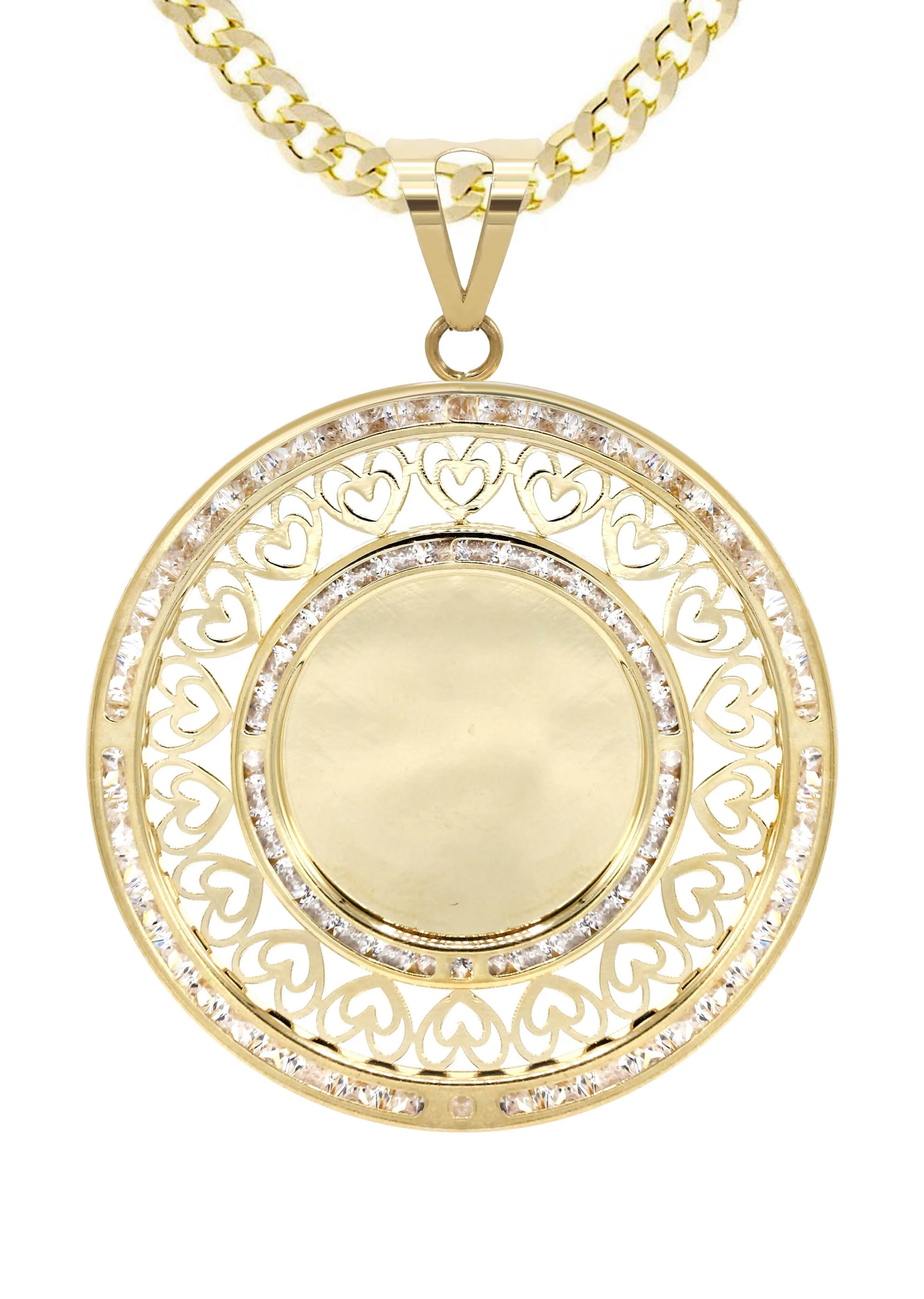 10K Yellow Gold CZ Picture Pendant Necklace | Appx. 15.6 Grams - Image 2
