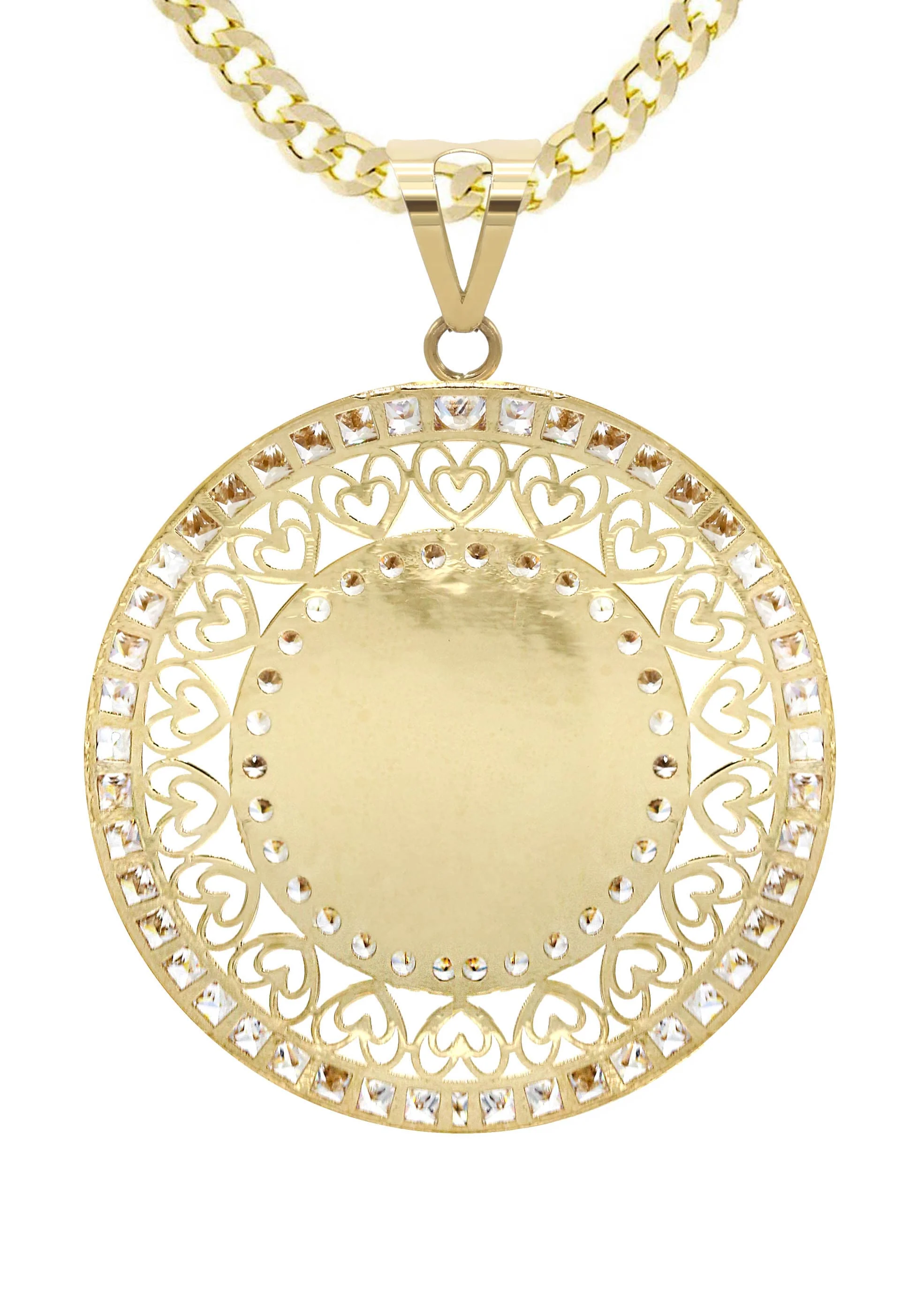 10K Yellow Gold CZ Picture Pendant Necklace | Appx. 15.6 Grams - Image 3