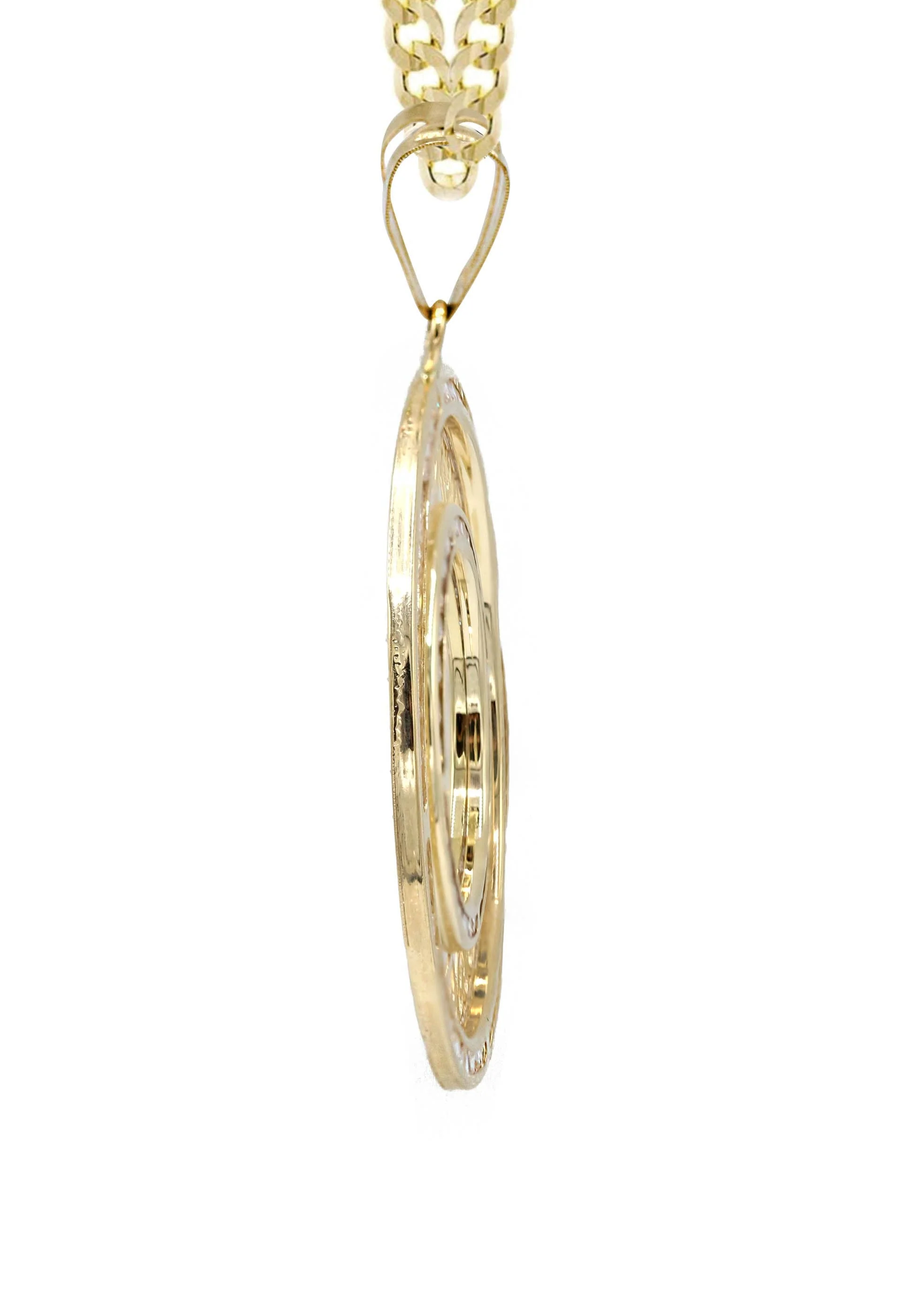 10K Yellow Gold CZ Picture Pendant Necklace | Appx. 15.6 Grams - Image 4