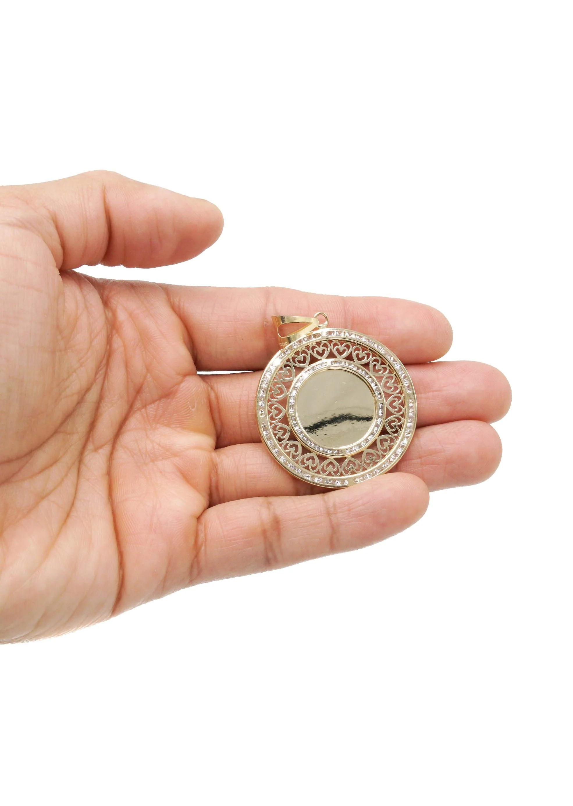 10K Yellow Gold CZ Picture Pendant Necklace | Appx. 15.6 Grams - Image 5