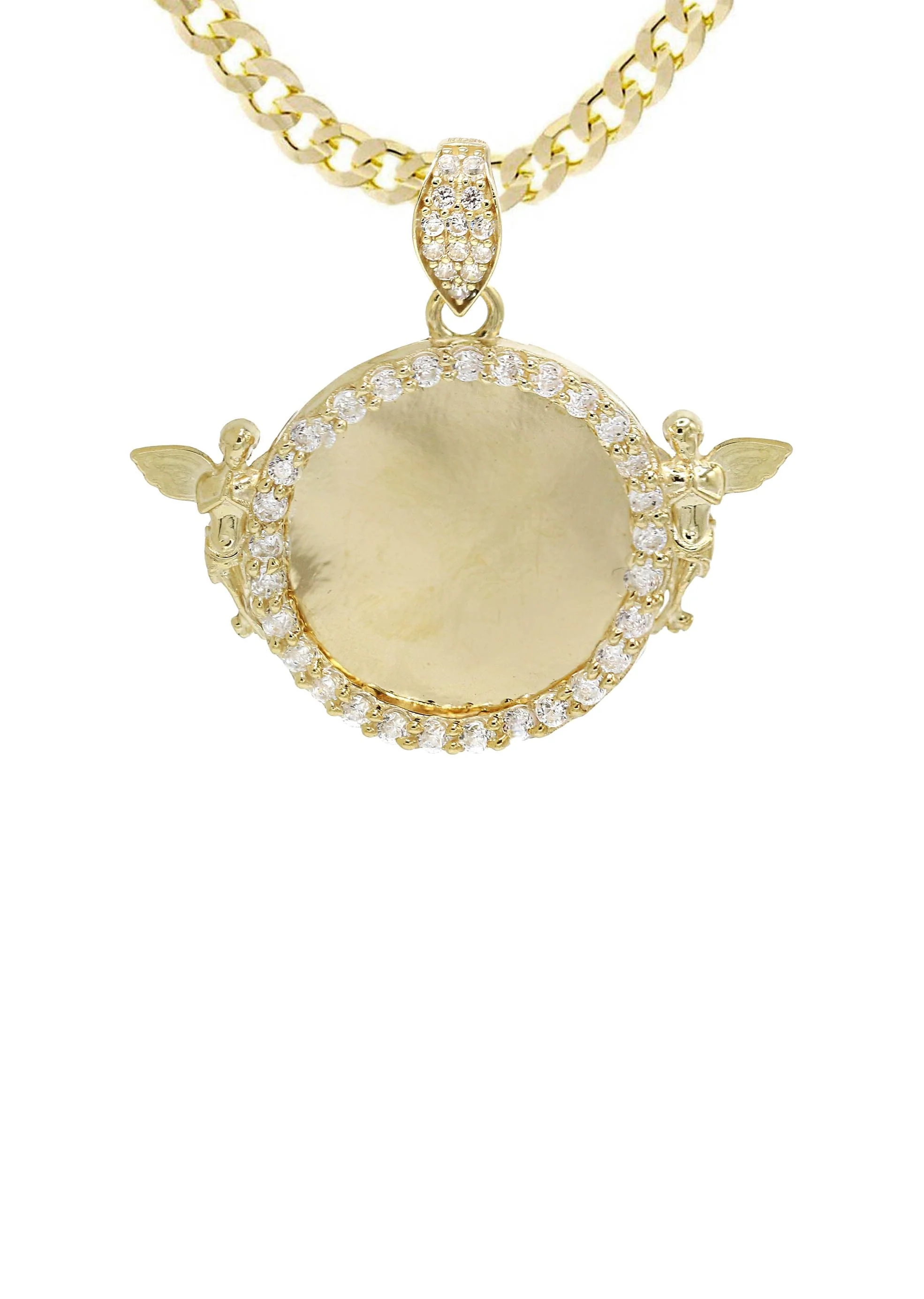 10K Yellow Gold CZ Picture Pendant Necklace | Appx. 13.4 Grams - Image 2