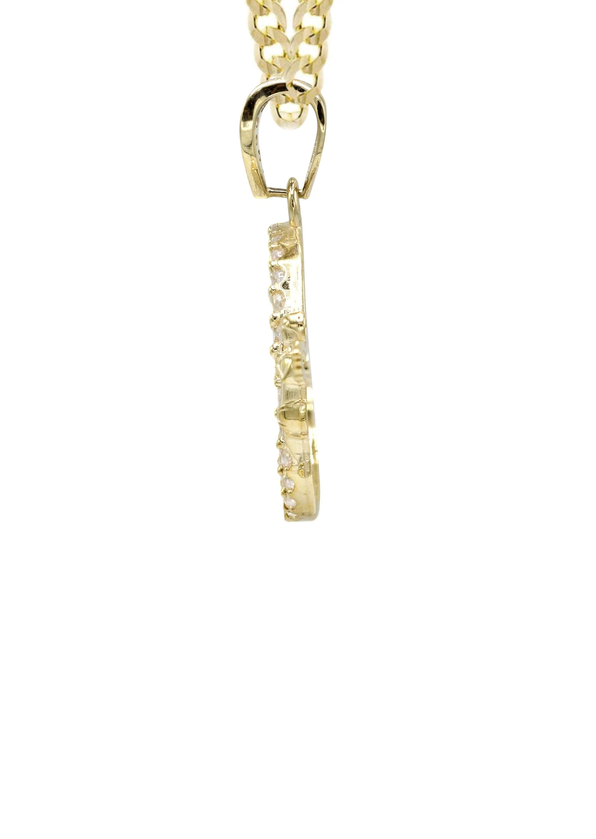 10K Yellow Gold CZ Picture Pendant Necklace | Appx. 13.4 Grams - Image 4