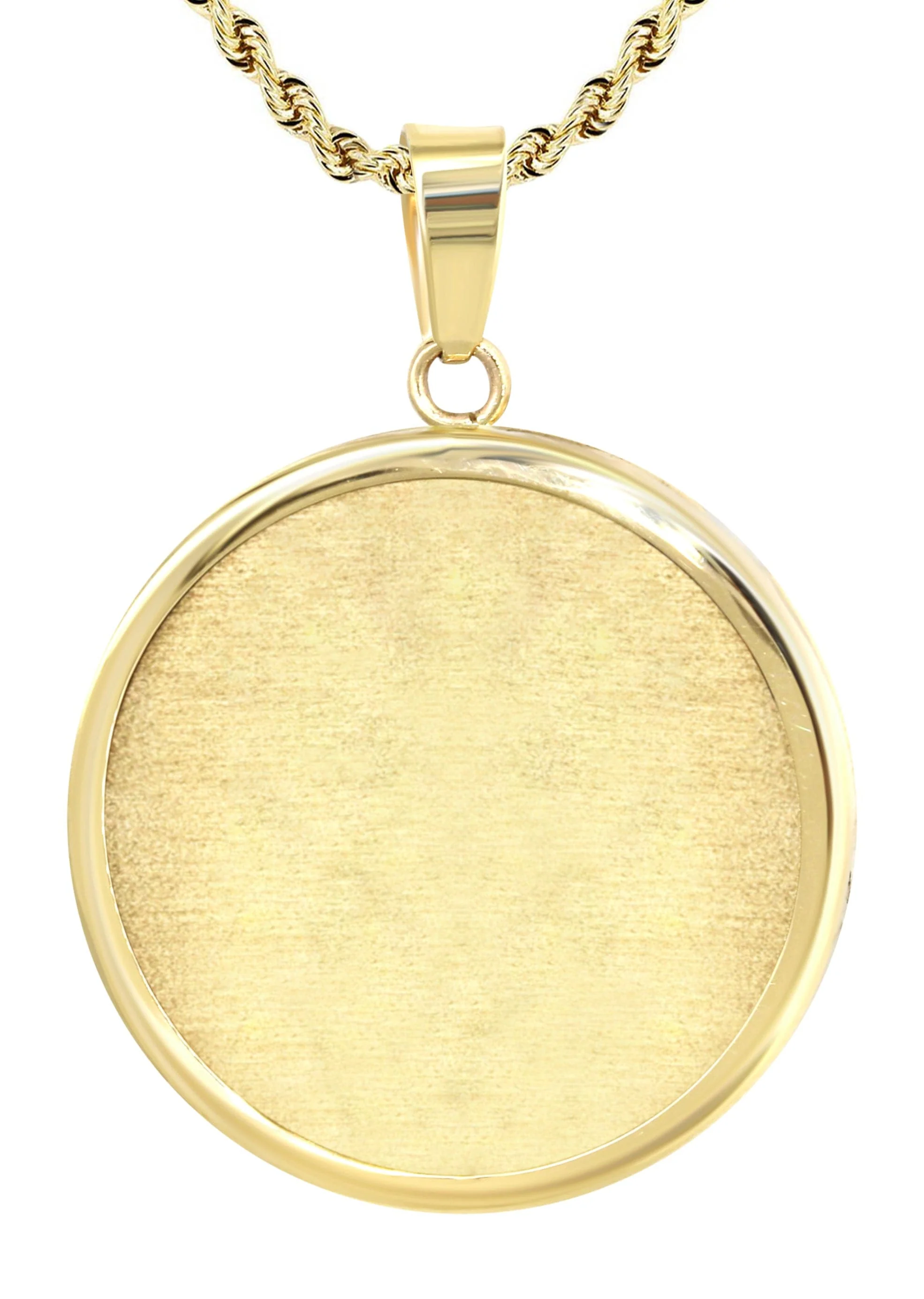 14K Yellow Gold Round Picture Pendant Necklace | Appx. 1.5 Inches - Image 2