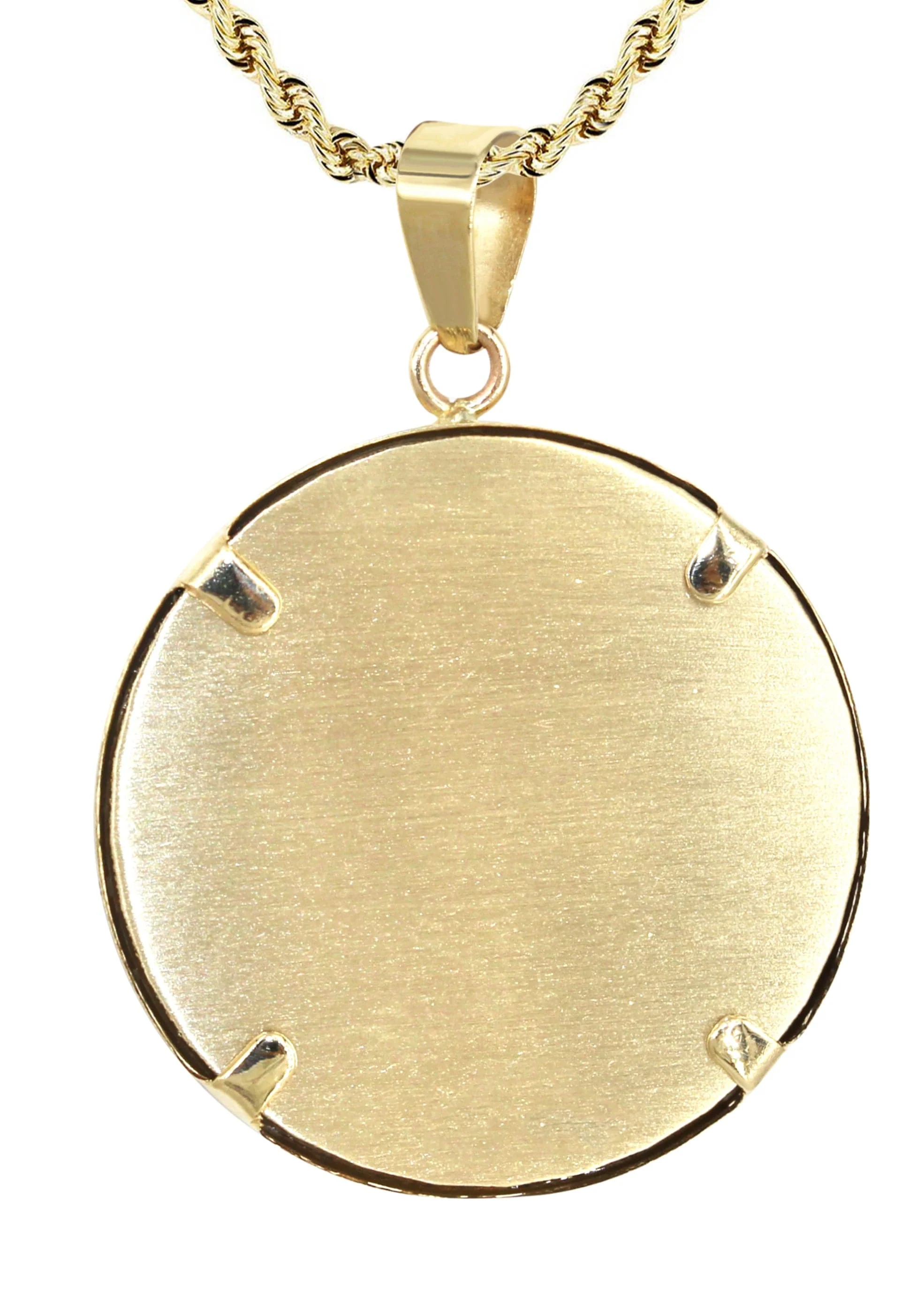 14K Yellow Gold Round Picture Pendant Necklace | Appx. 1.5 Inches - Image 3