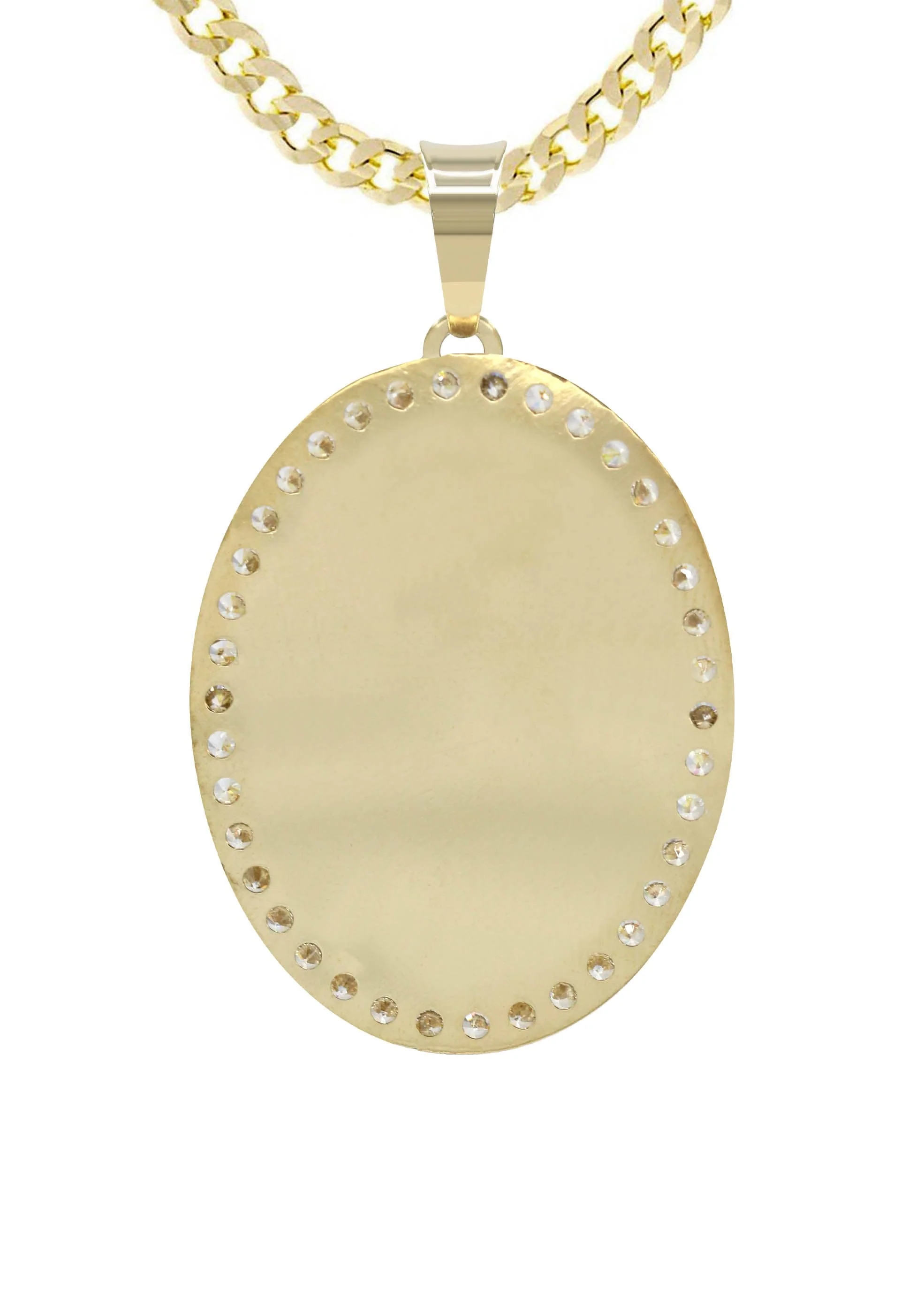 10K Yellow Gold Cz Oval Picture Pendant Necklace | Appx. 13.7 Grams - Image 3