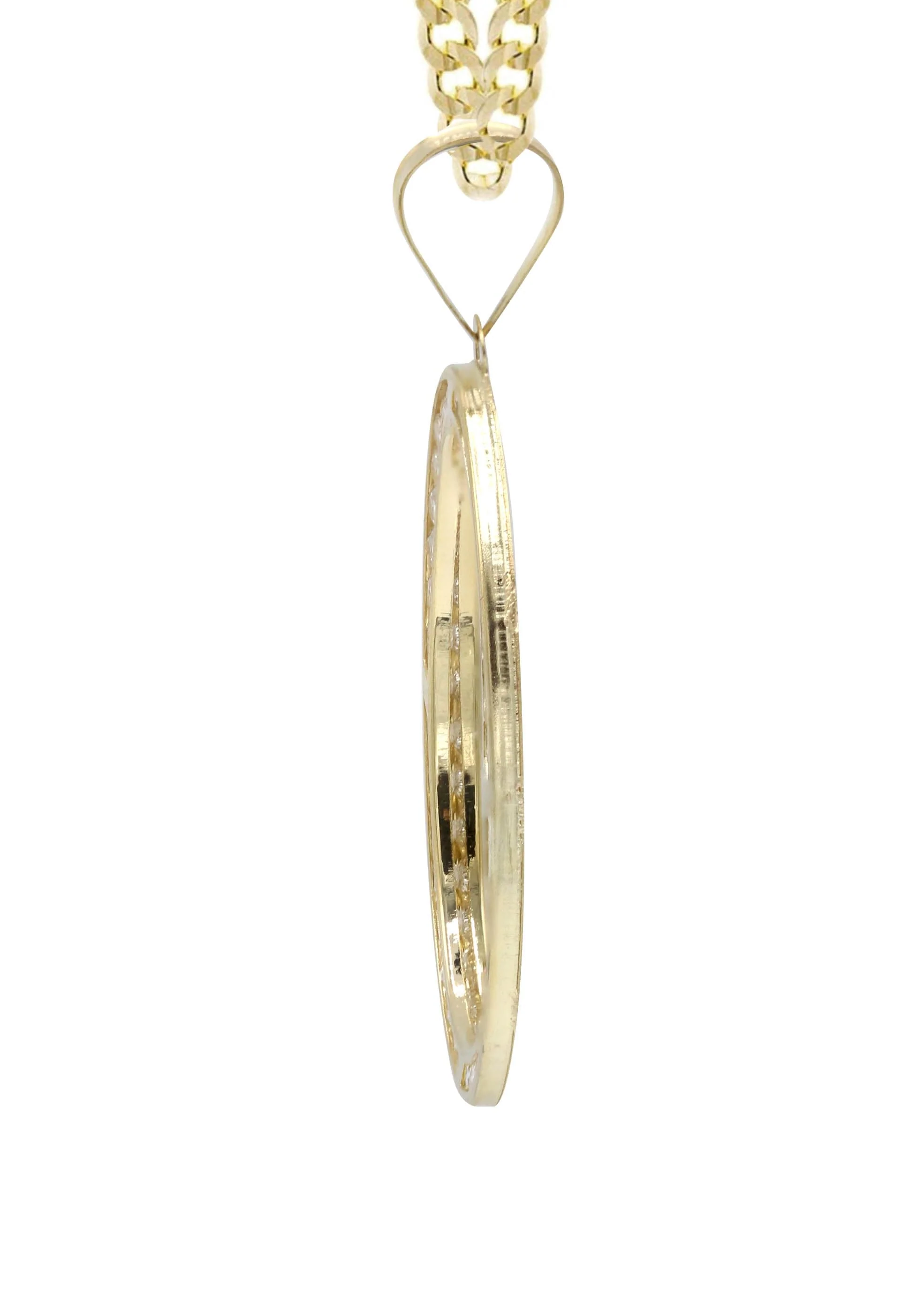 10K Yellow Gold Cz Oval Picture Pendant Necklace | Appx. 13.7 Grams - Image 4