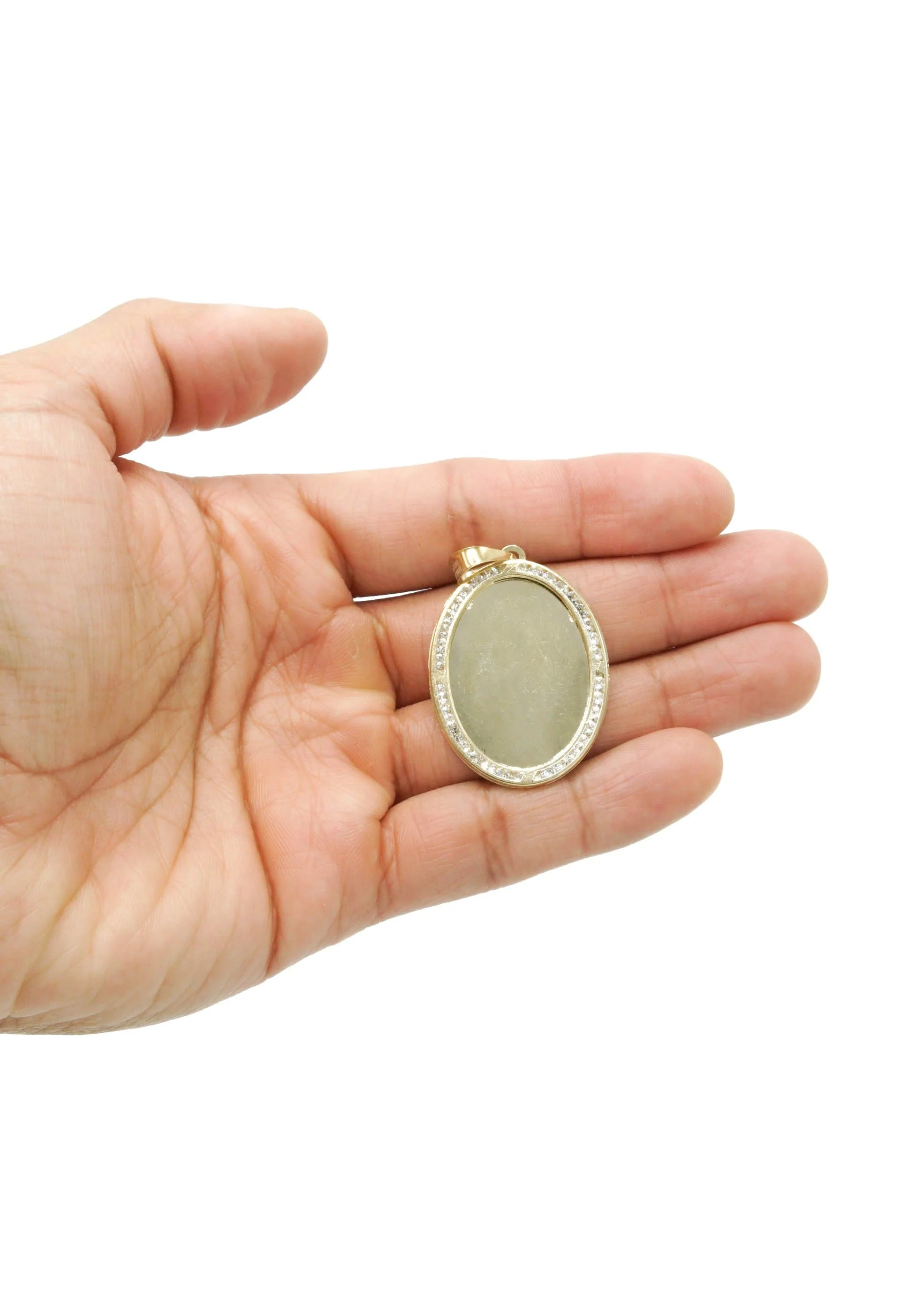 10K Yellow Gold Cz Oval Picture Pendant Necklace | Appx. 13.7 Grams - Image 5