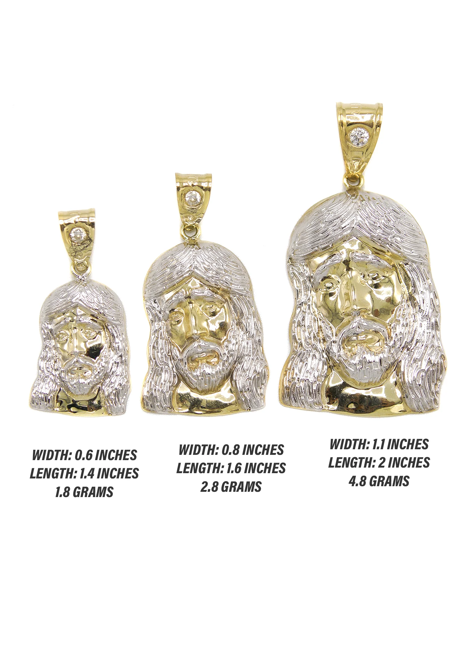 10K Gold Jesus Head Pendant | Customizable Size - Image 2
