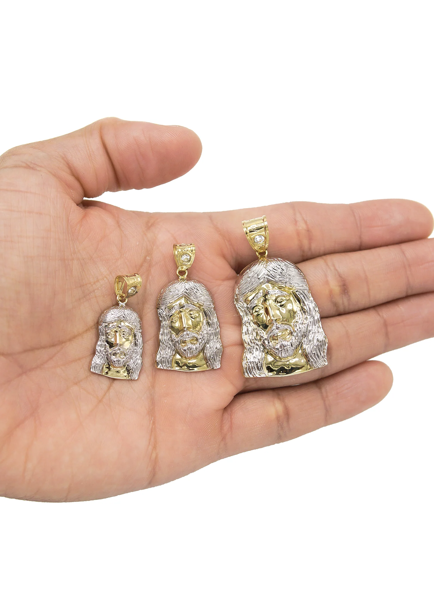 10K Gold Jesus Head Pendant | Customizable Size - Image 3