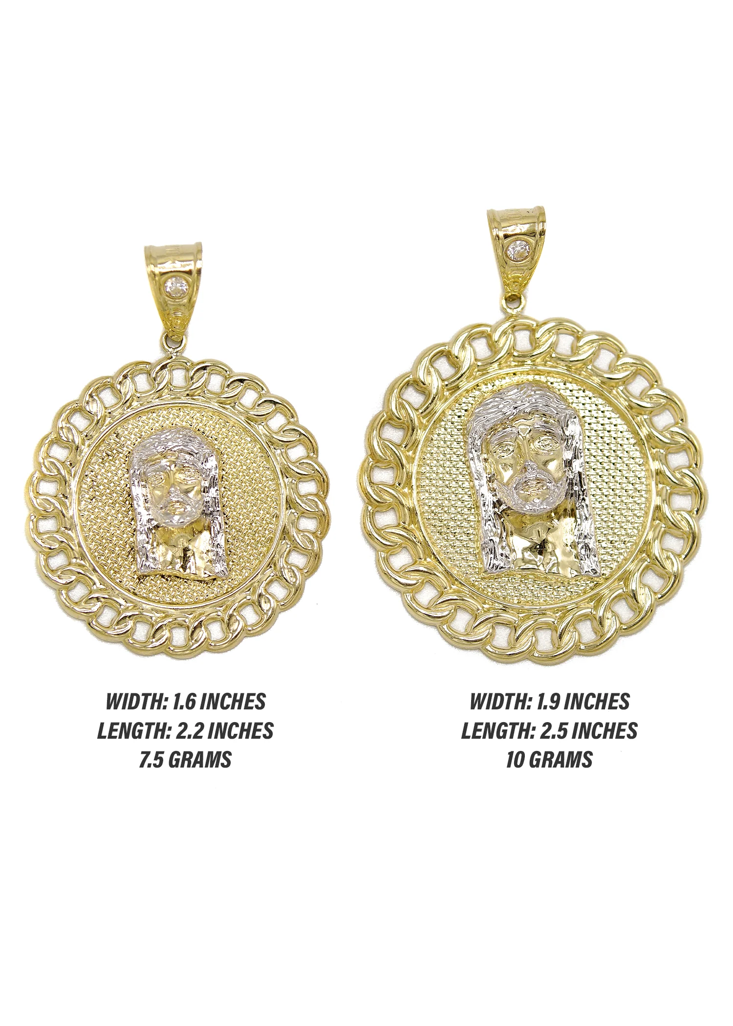 10K Gold Jesus Head Pendant  |  Customizable Size - Image 2
