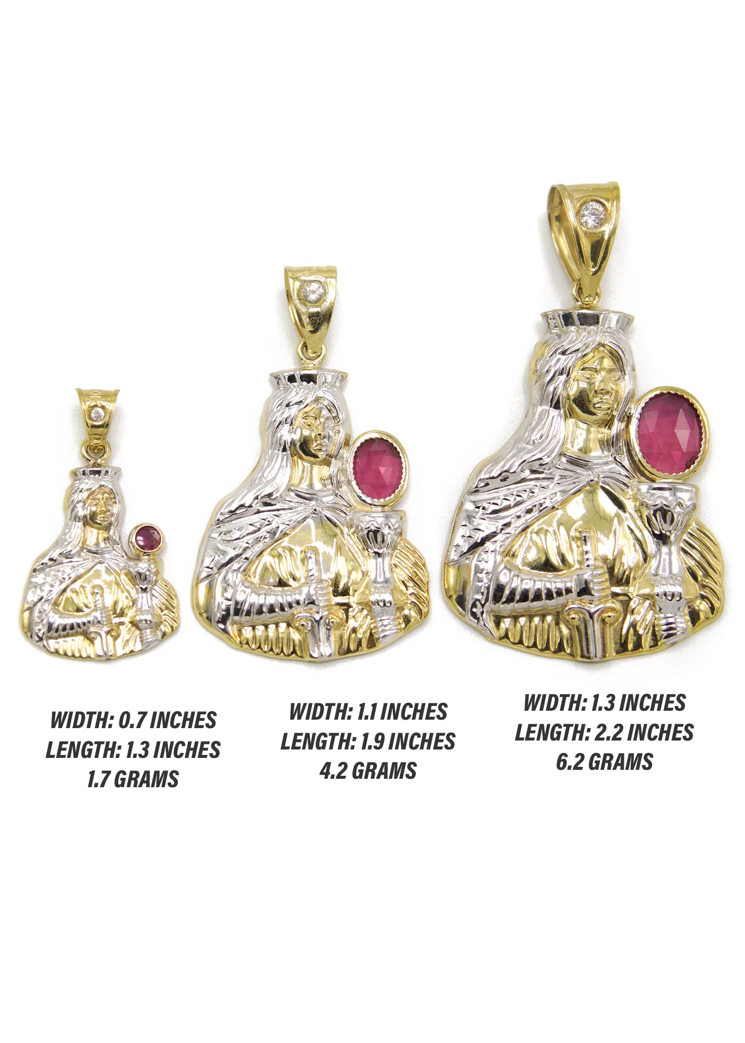 10K Gold Saint Barbara Pendant | Customizable Size - Image 2