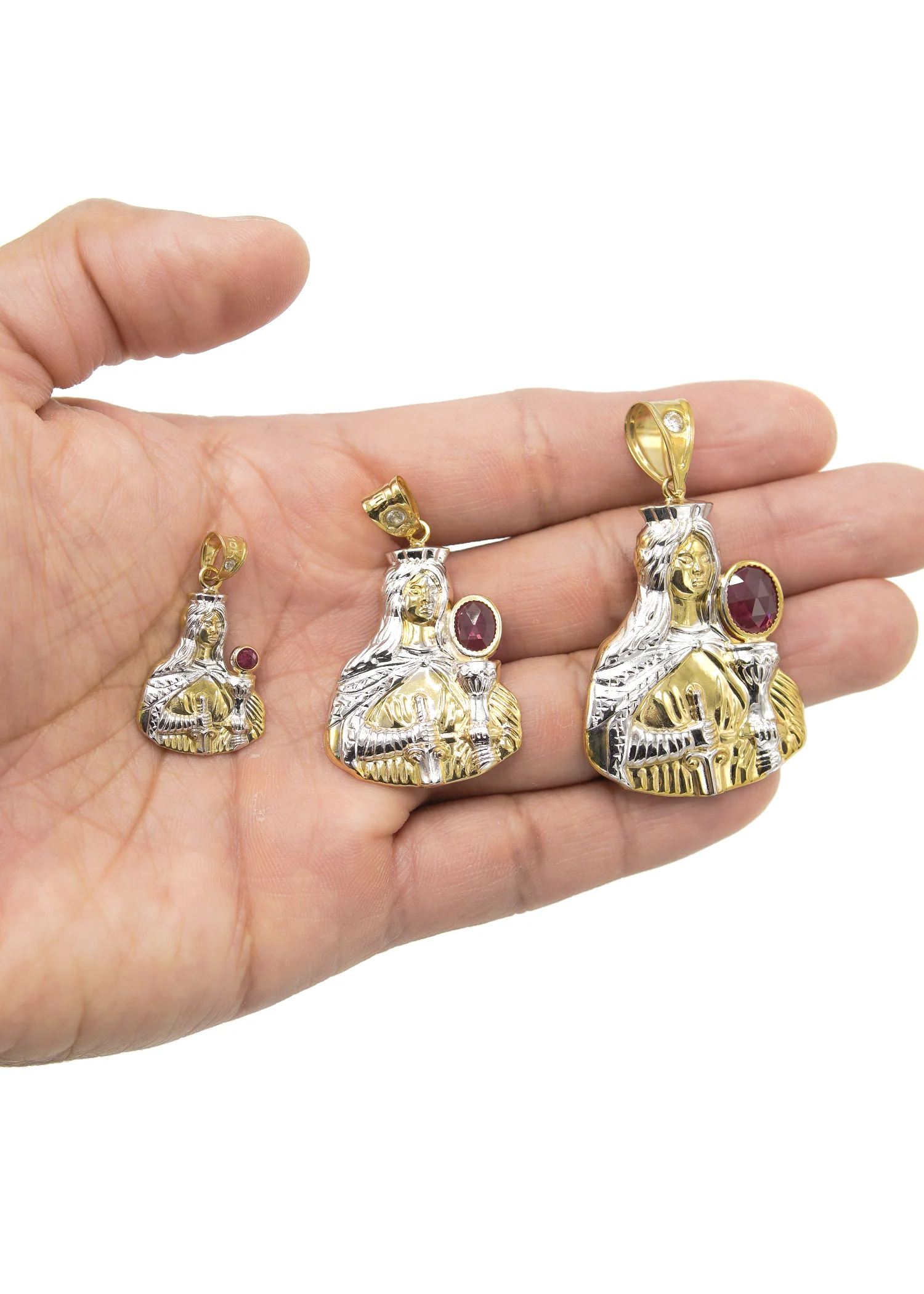 10K Gold Saint Barbara Pendant | Customizable Size - Image 3