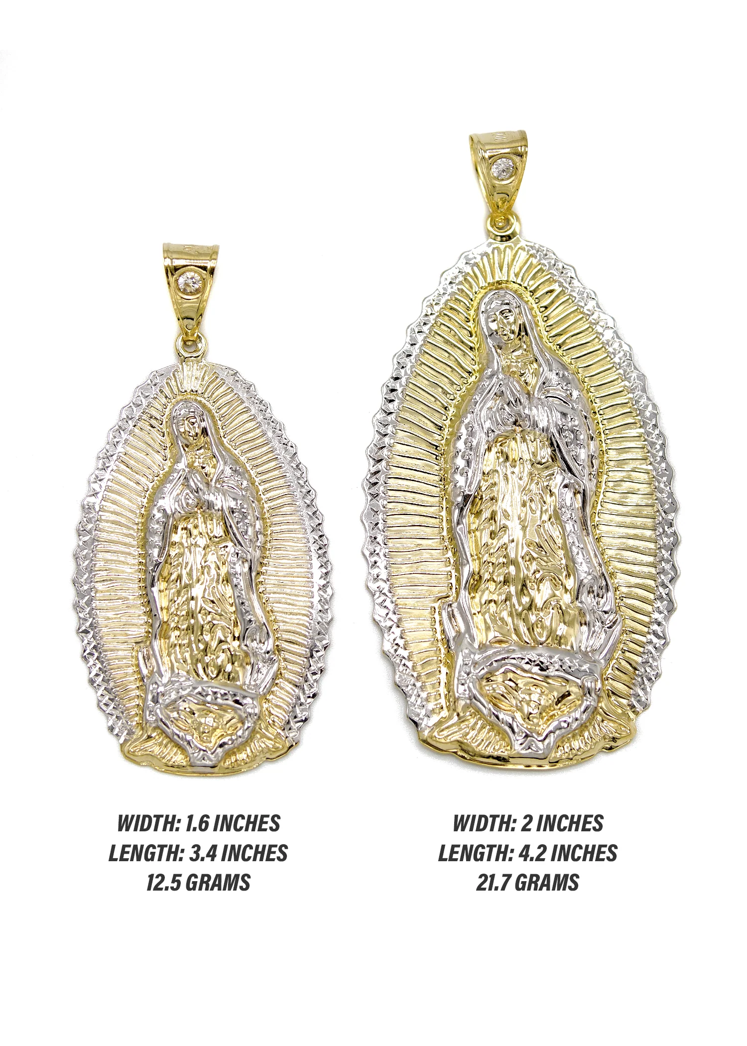 10K Gold Virgin Mary Pendant | Customizable Size - Image 2