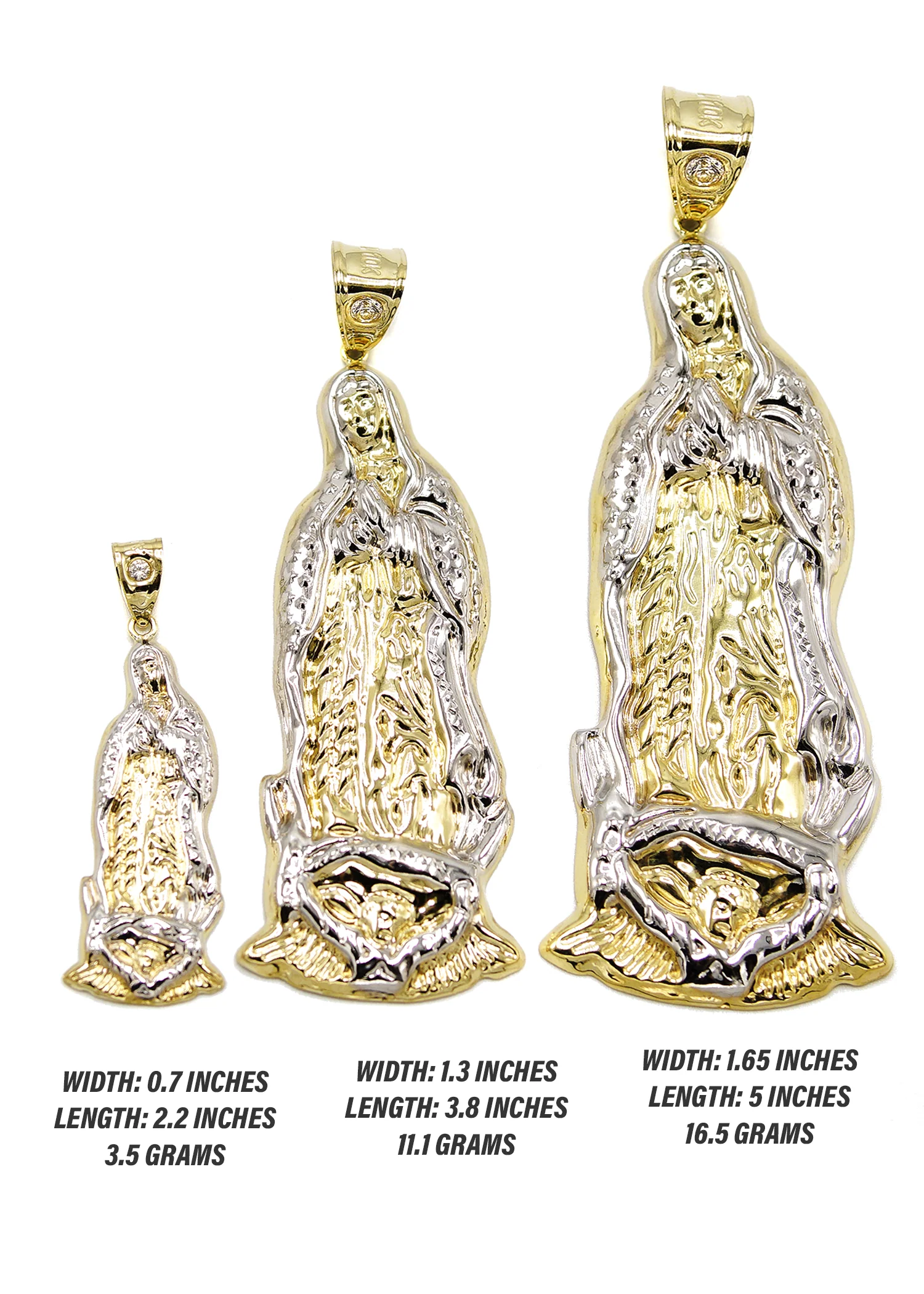 10K Gold Virgin Mary Pendant | Customizable Size - Image 2