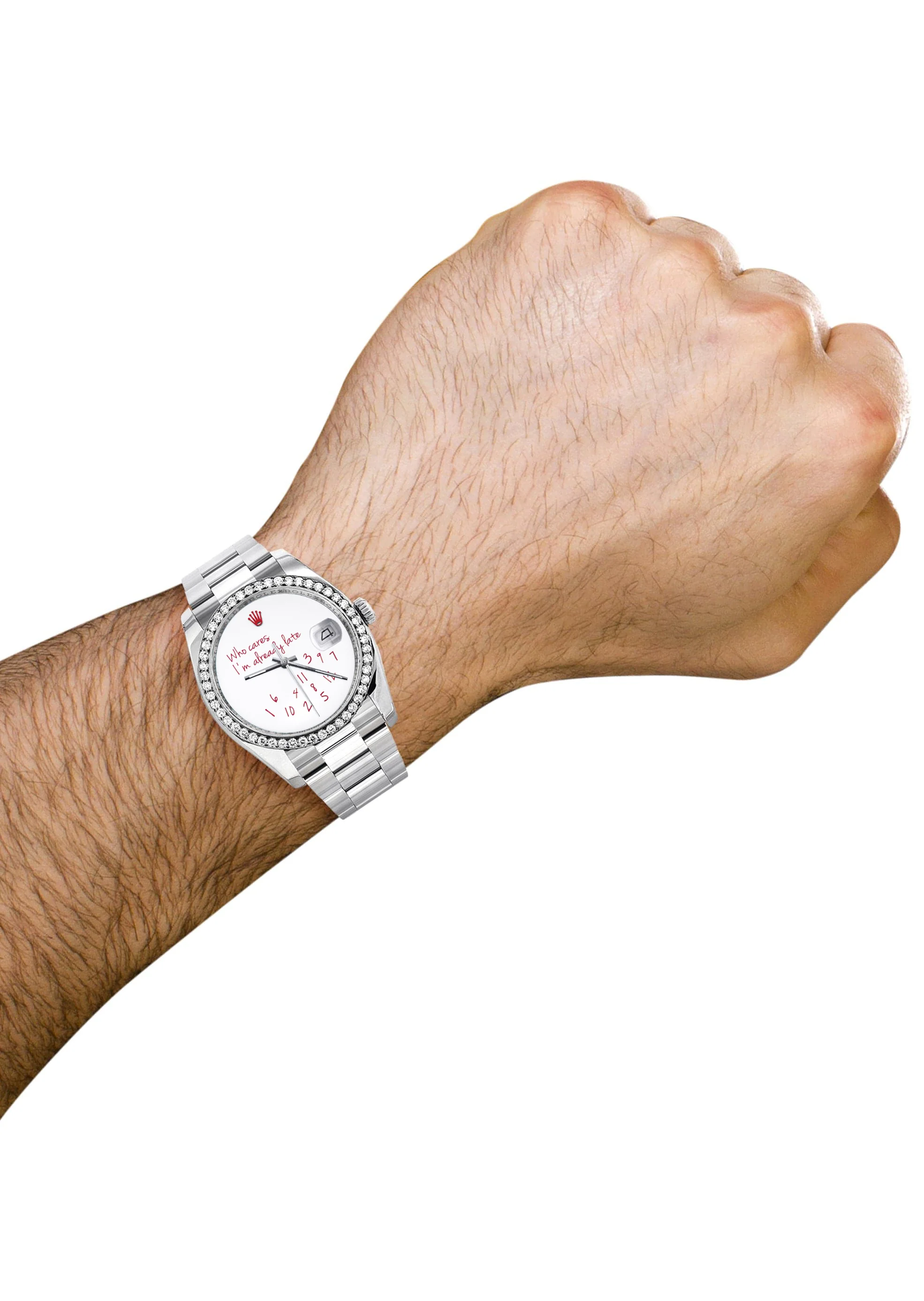 116200 | Rolex Datejust Watch | 36Mm | "Who Cares I'm Already Late" Custom Dial | Oyster Band - Image 4