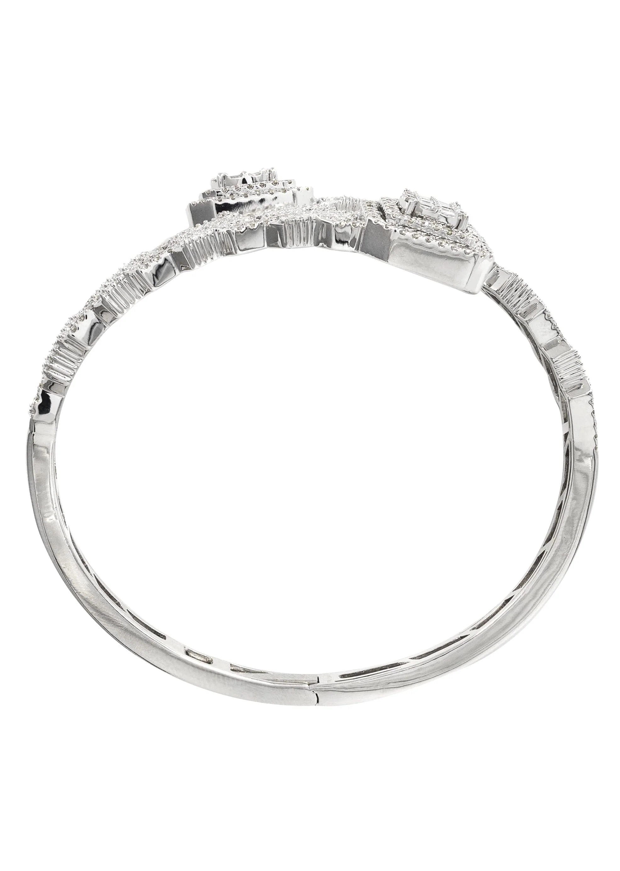 14K White Gold Cluster Diamond Bangle  | 36.35 Grams | 4.8 Carats - Image 3