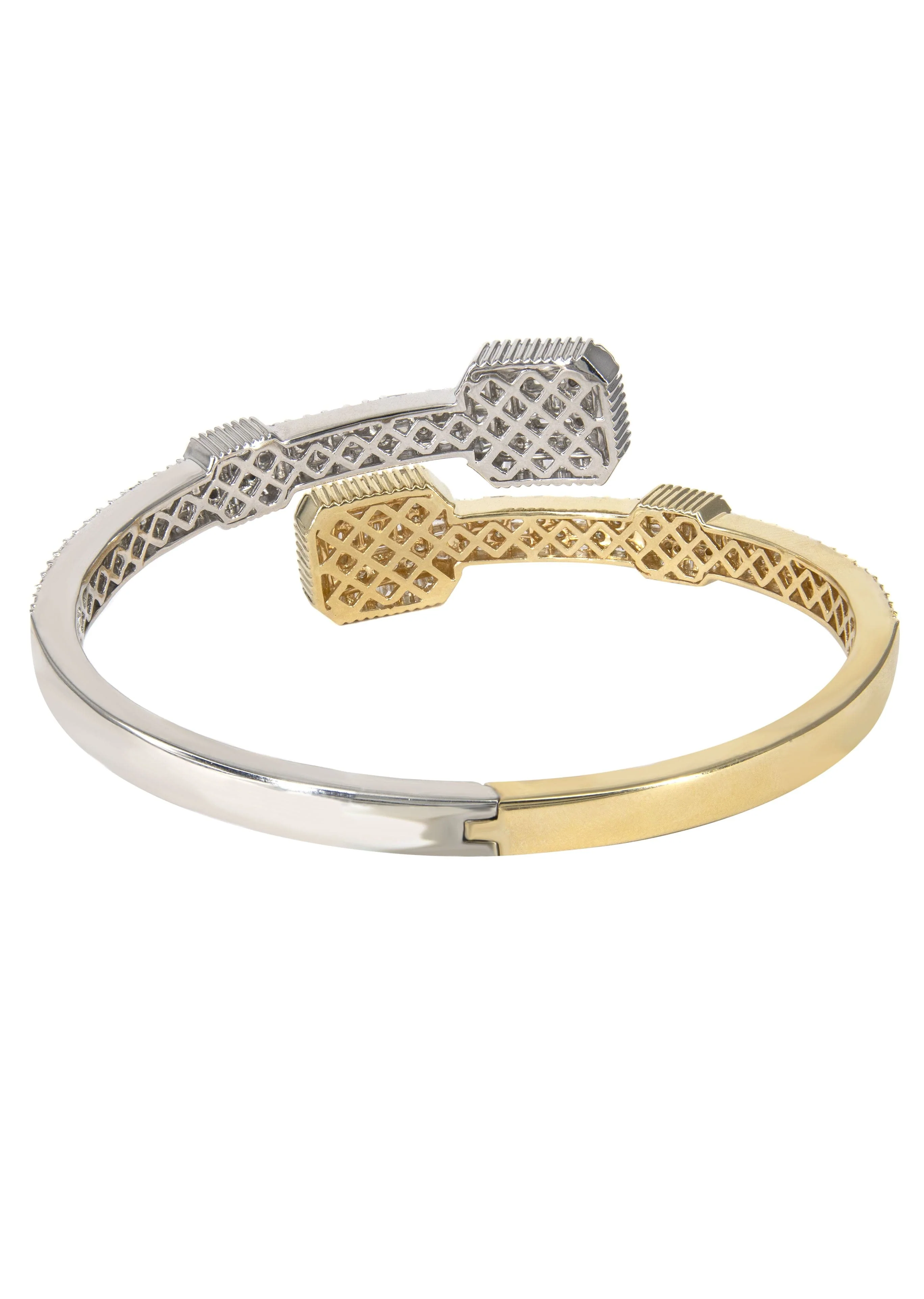 14K Two Tone Diamond Baguette Bangle Bracelet | 29.66 Grams | 4.45 Carats - Image 2