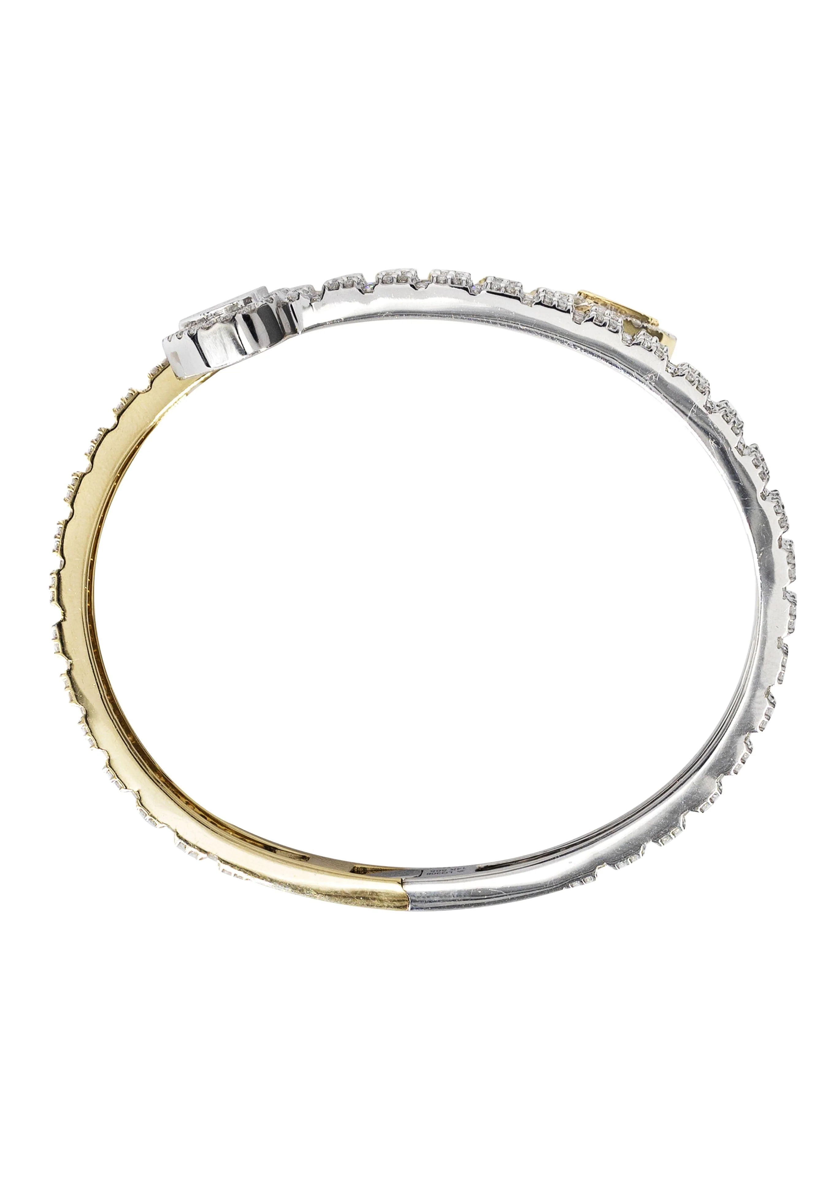 14K Two Tone Diamond Baguette Heart Bangle | 36.05 Grams | 9.97 Carats - Image 3