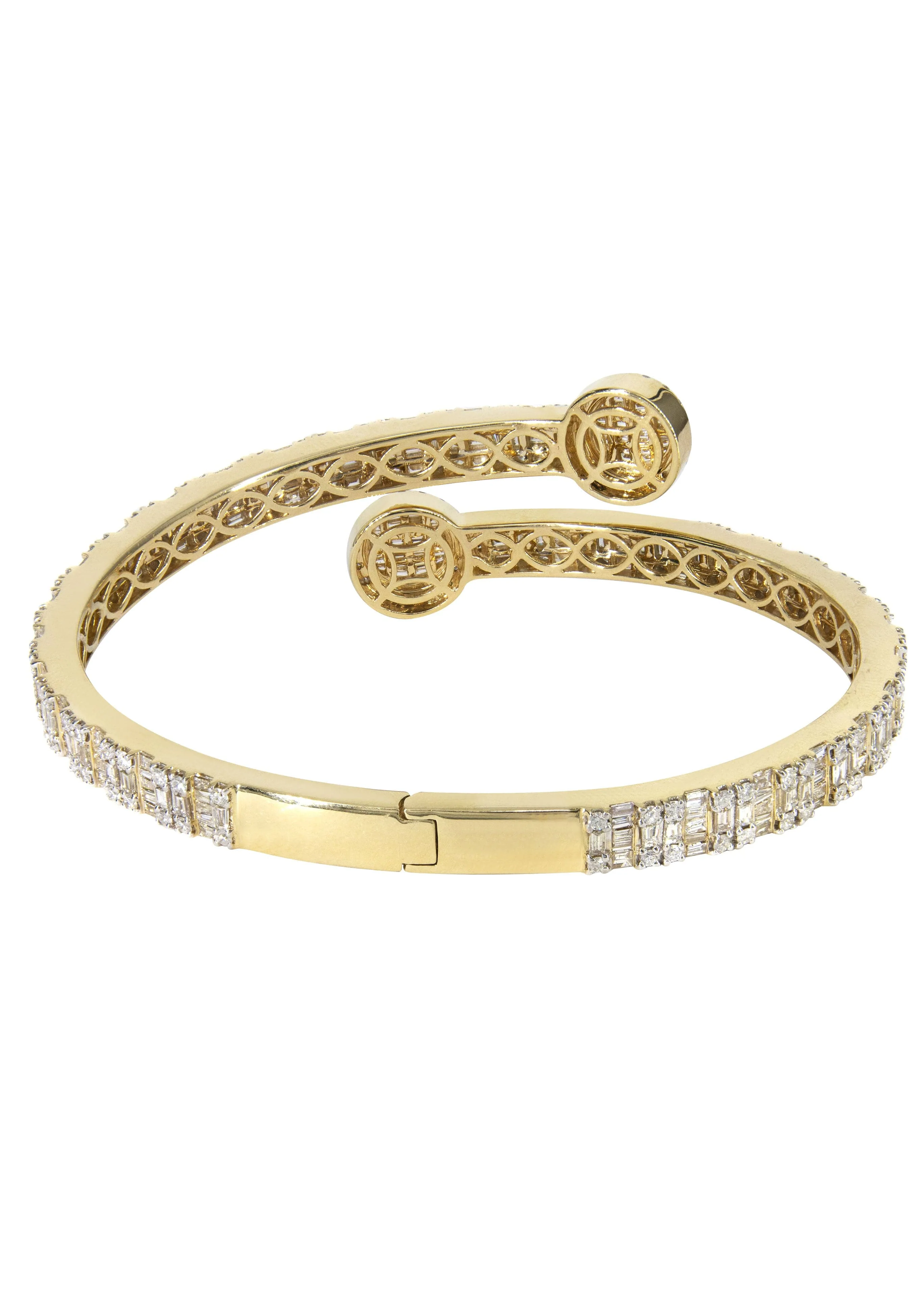 14K Yellow Gold Circle Baguette Diamond Bangle - Image 2