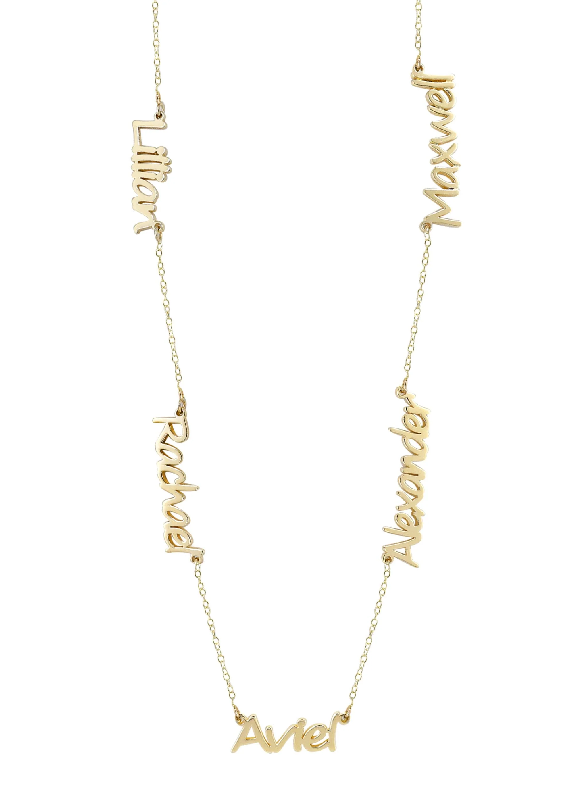 14K Yellow Gold Multiple Name Necklace (1-5 Names) | Style #89