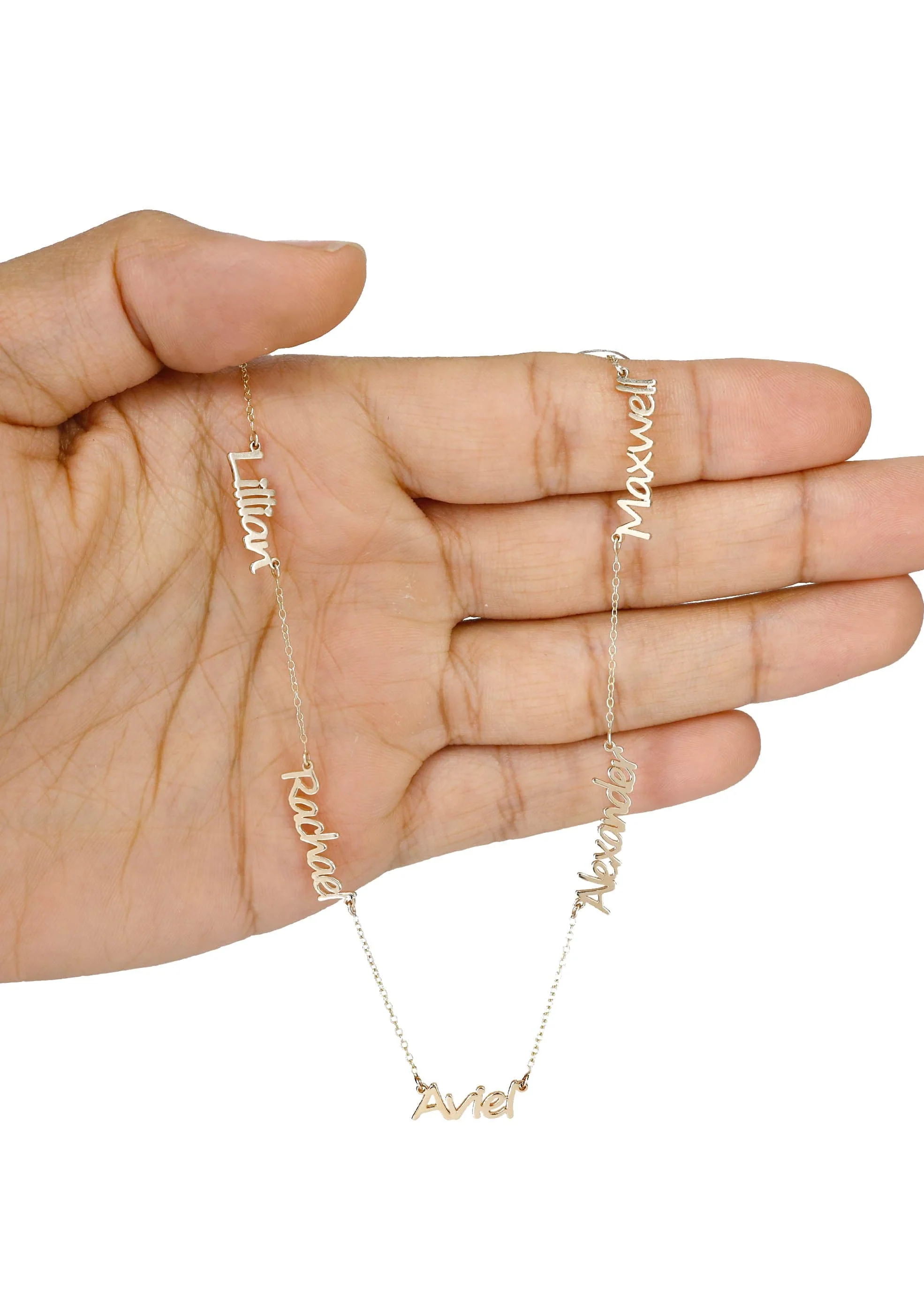 14K Yellow Gold Multiple Name Necklace (1-5 Names) | Style #89 - Image 4