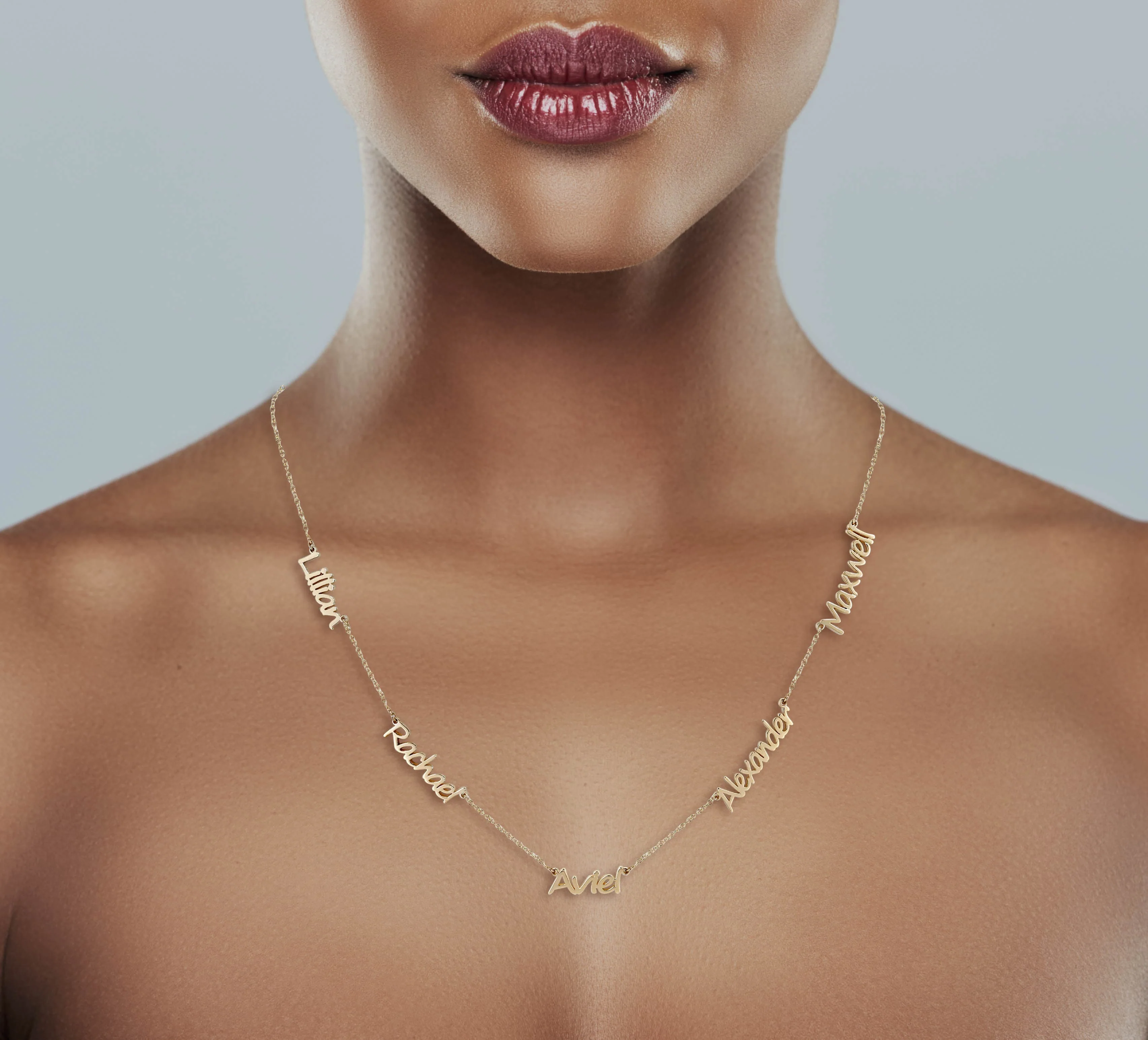 14K Yellow Gold Multiple Name Necklace (1-5 Names) | Style #89 - Image 5
