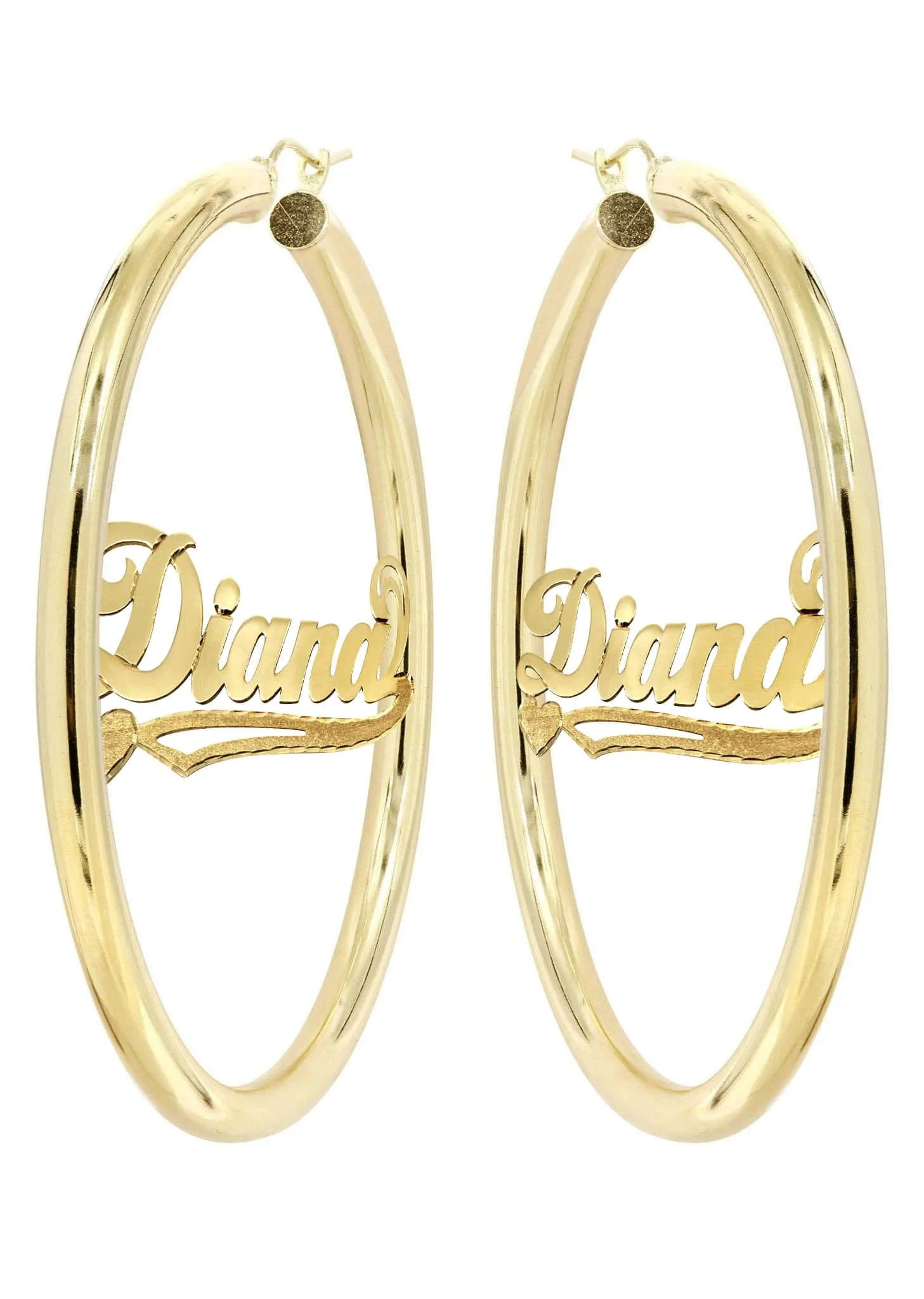 14K Ladies Plain Name Plate Hoop Earrings - Image 3