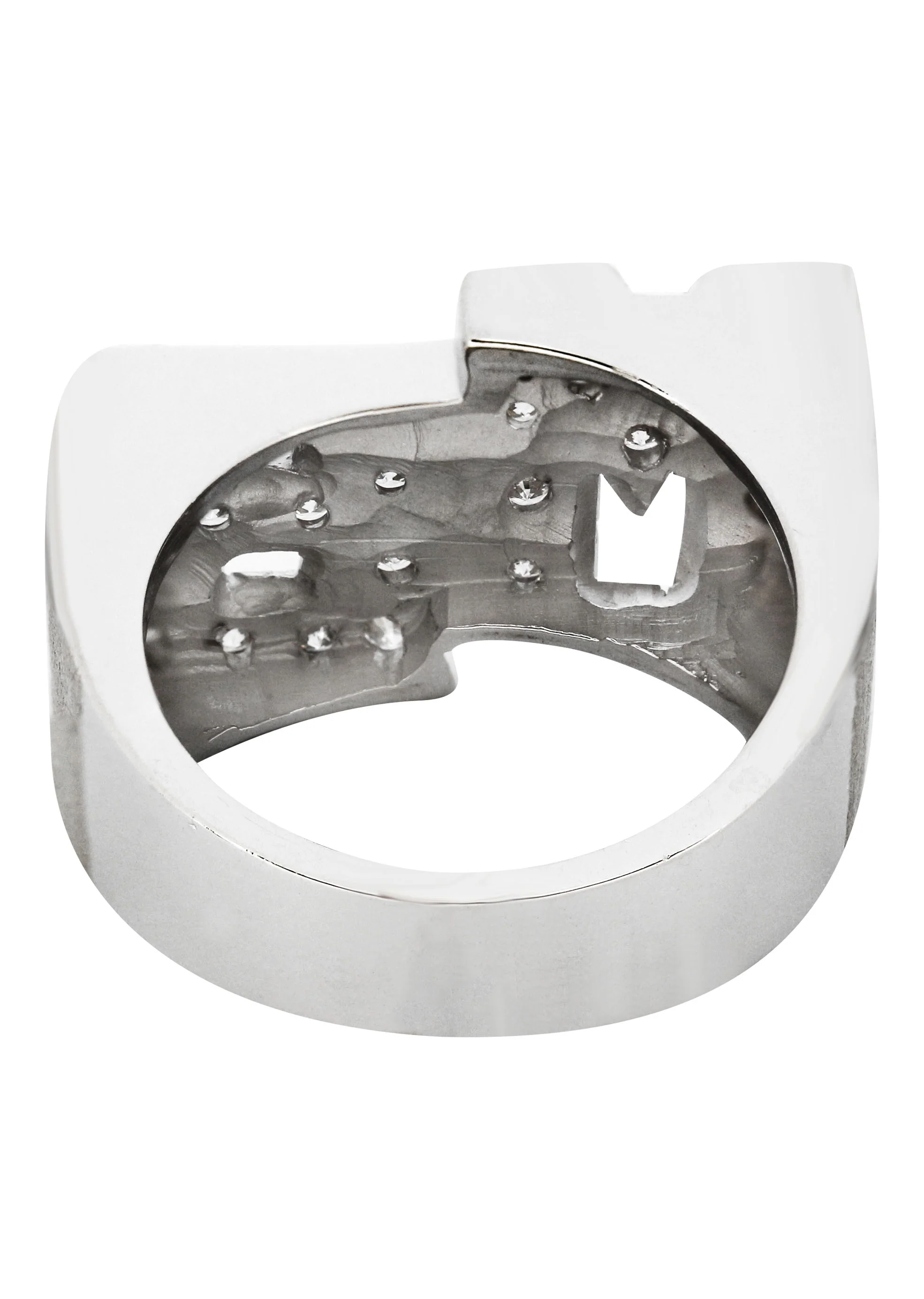 14K Diamond White Gold Initials Name Ring | Style #105 - Image 2