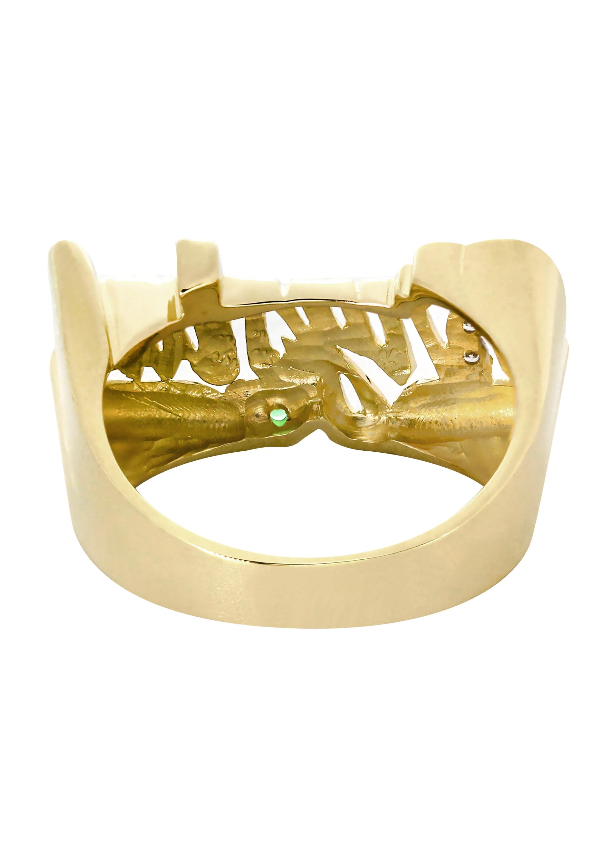 14K Diamond & Emerald Gold Name Ring | Appx. 4.8 Grams - Image 3