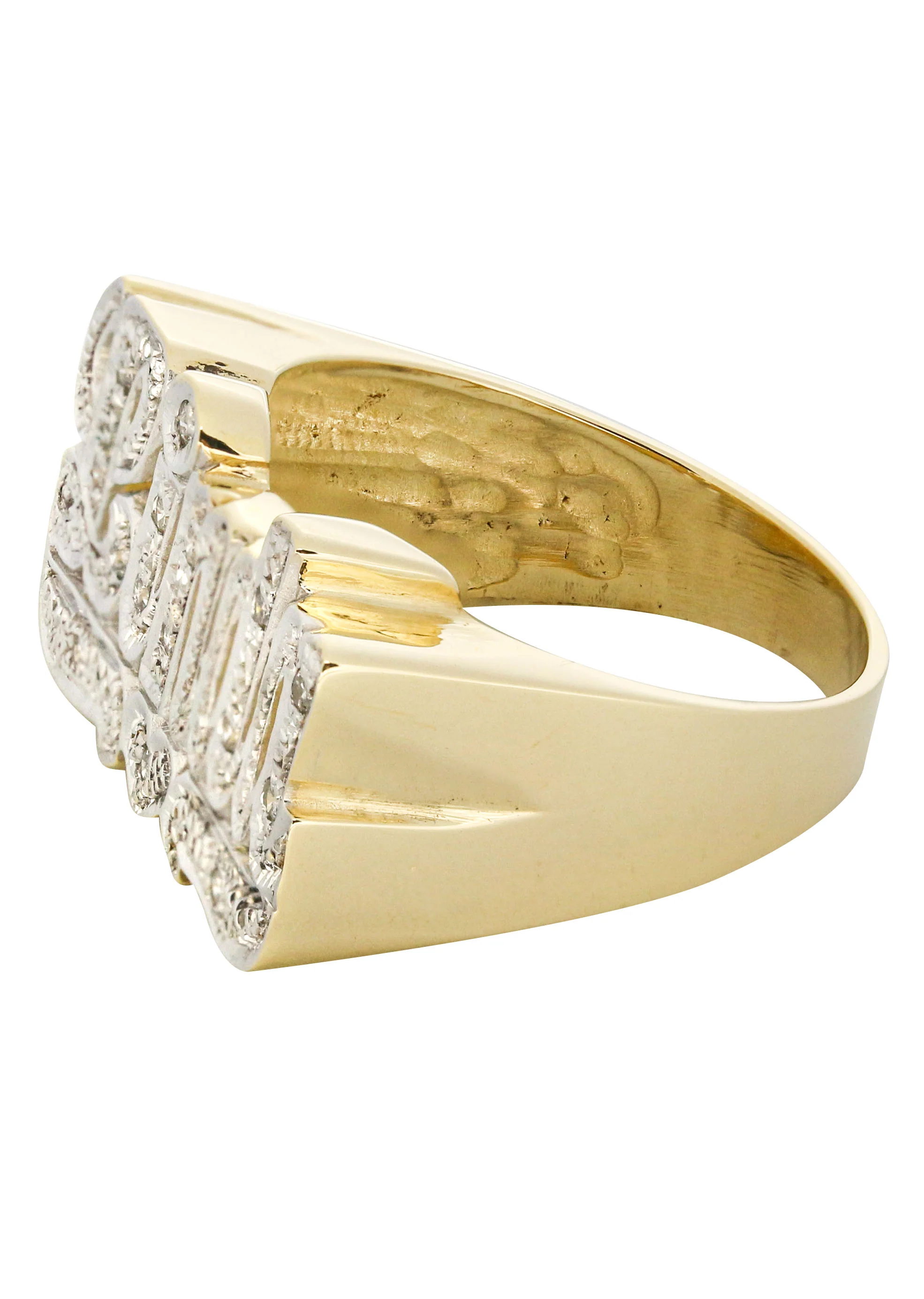 14K Two Tone with Diamonds Gold Name Ring | Appx. 6.5 Grams - Image 2