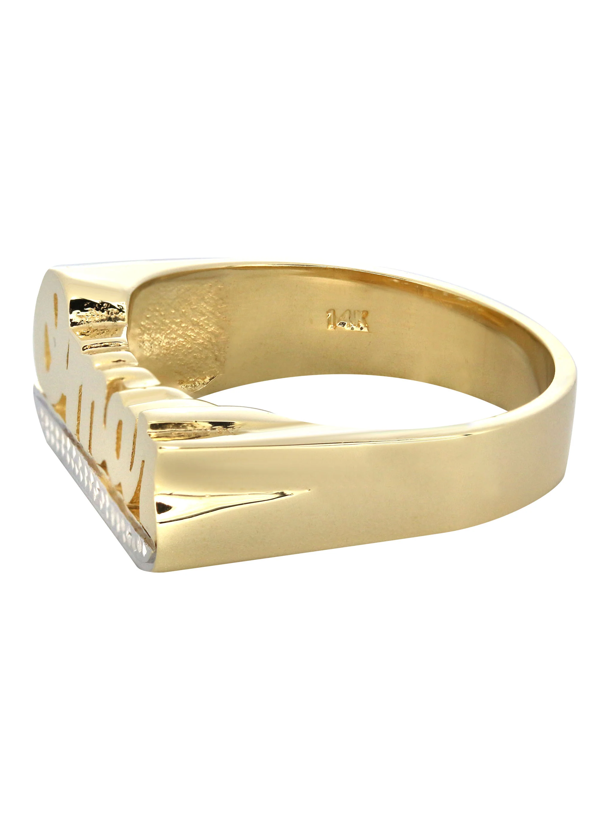 14K Two Tone Diamond Cut Gold Name Ring | Appx. 7.3 Grams - Image 2