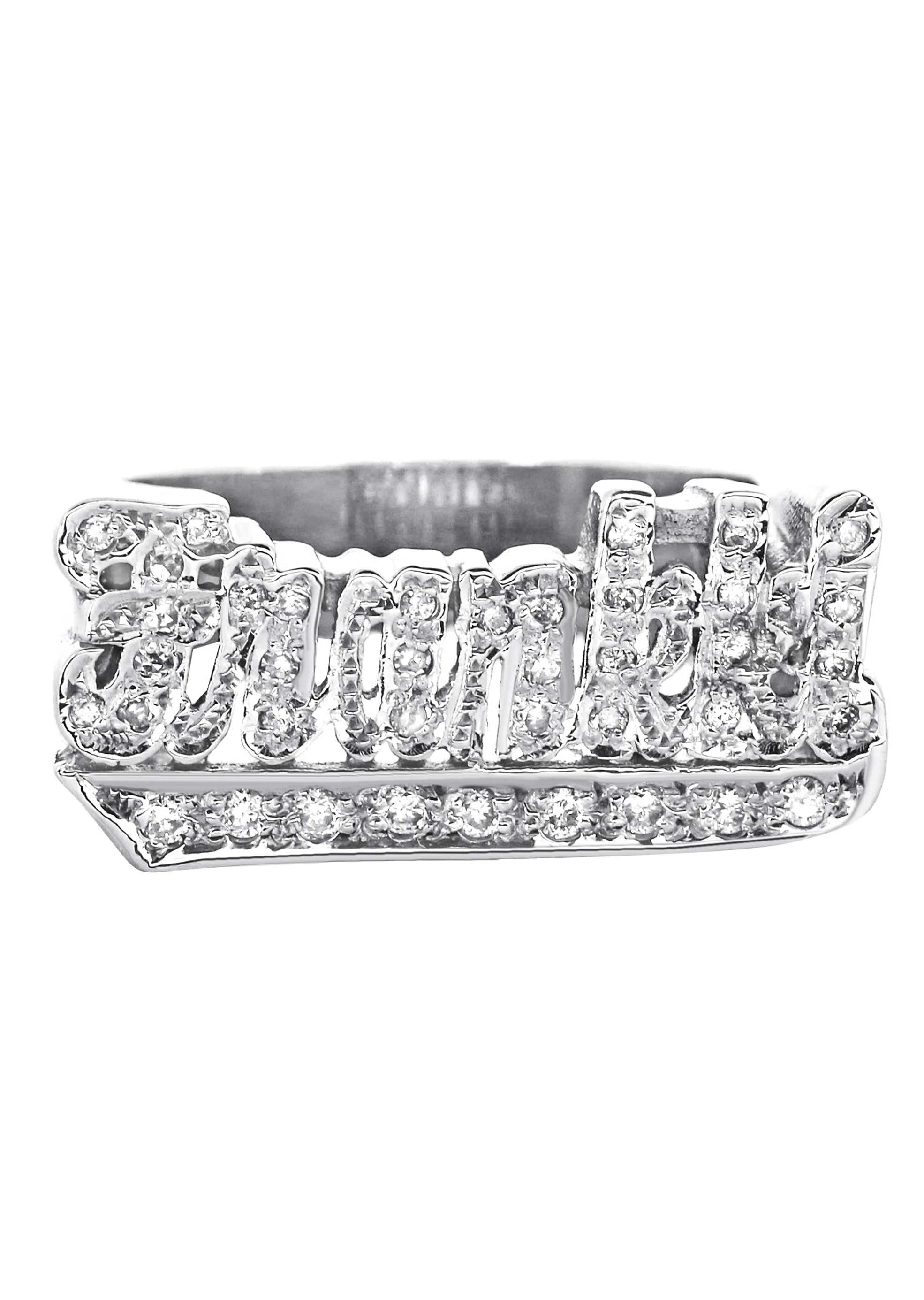 14K White Gold Diamond Name Ring | Appx. 7 Grams