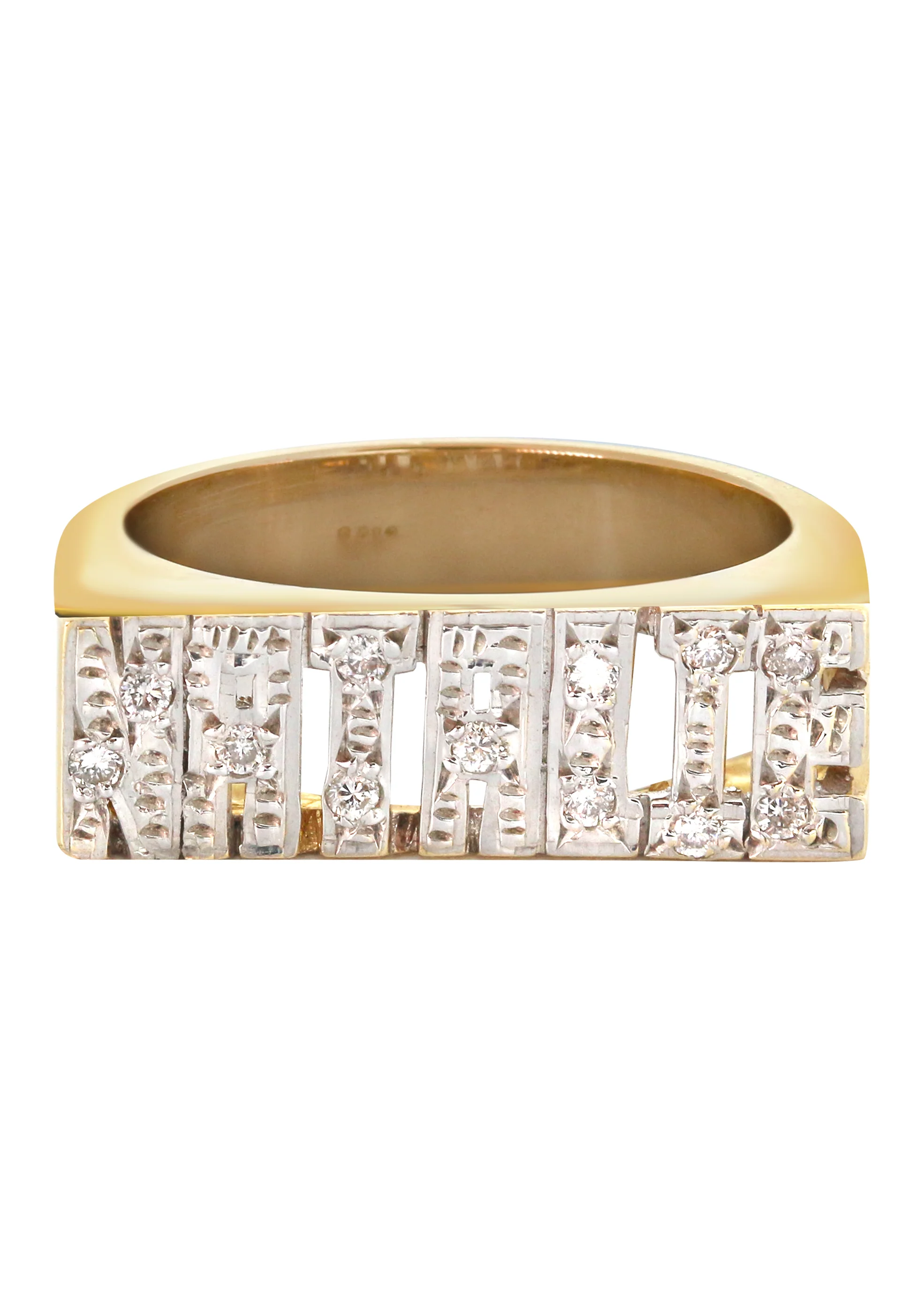 14K Diamond Bold Gold Name Ring | Appx. 5.3 Grams