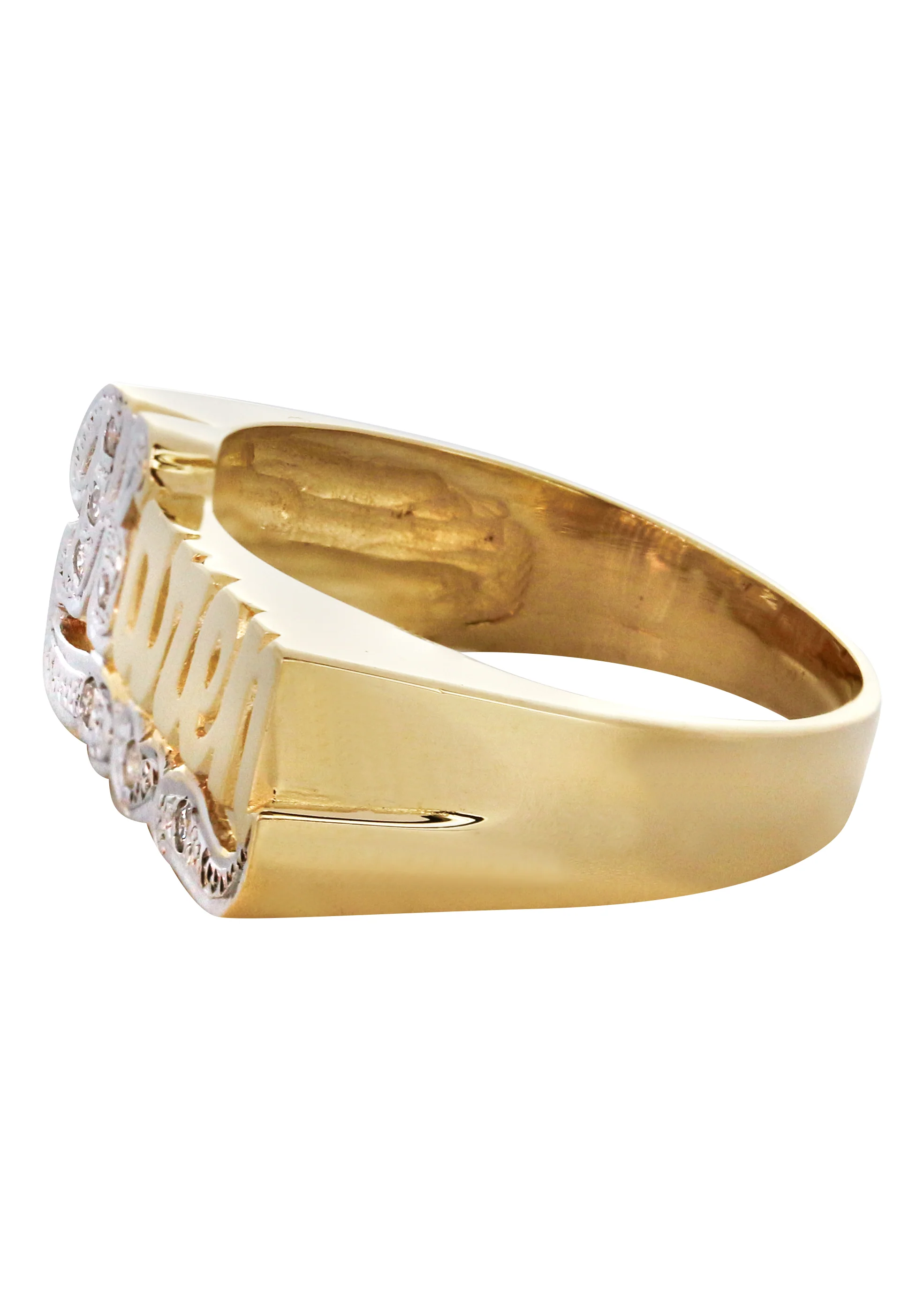 14K Two Tone Diamond Cut With Diamonds Gold Name Ring | Appx. 4 Grams - Image 2