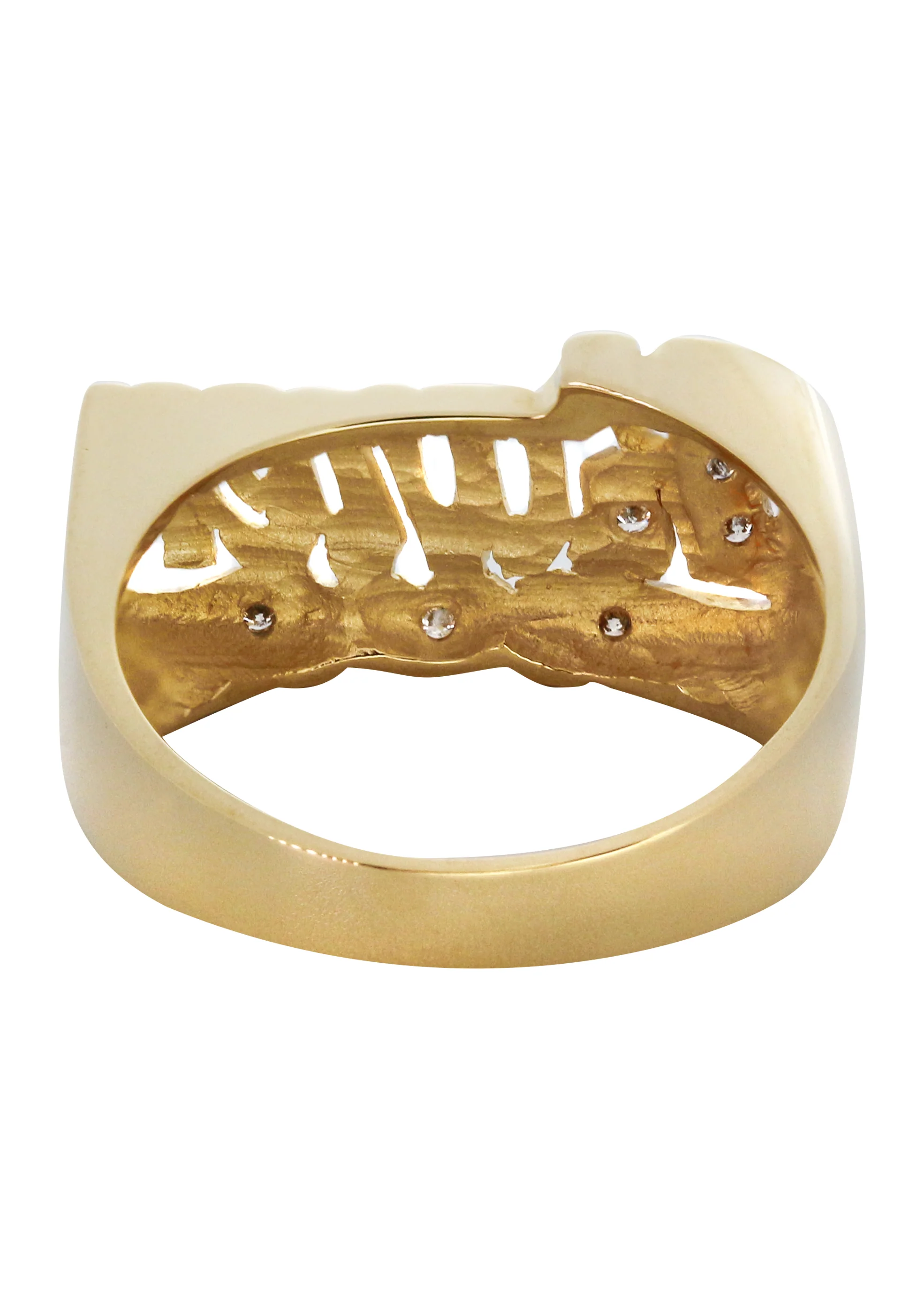 14K Two Tone Diamond Cut With Diamonds Gold Name Ring | Appx. 4 Grams - Image 3