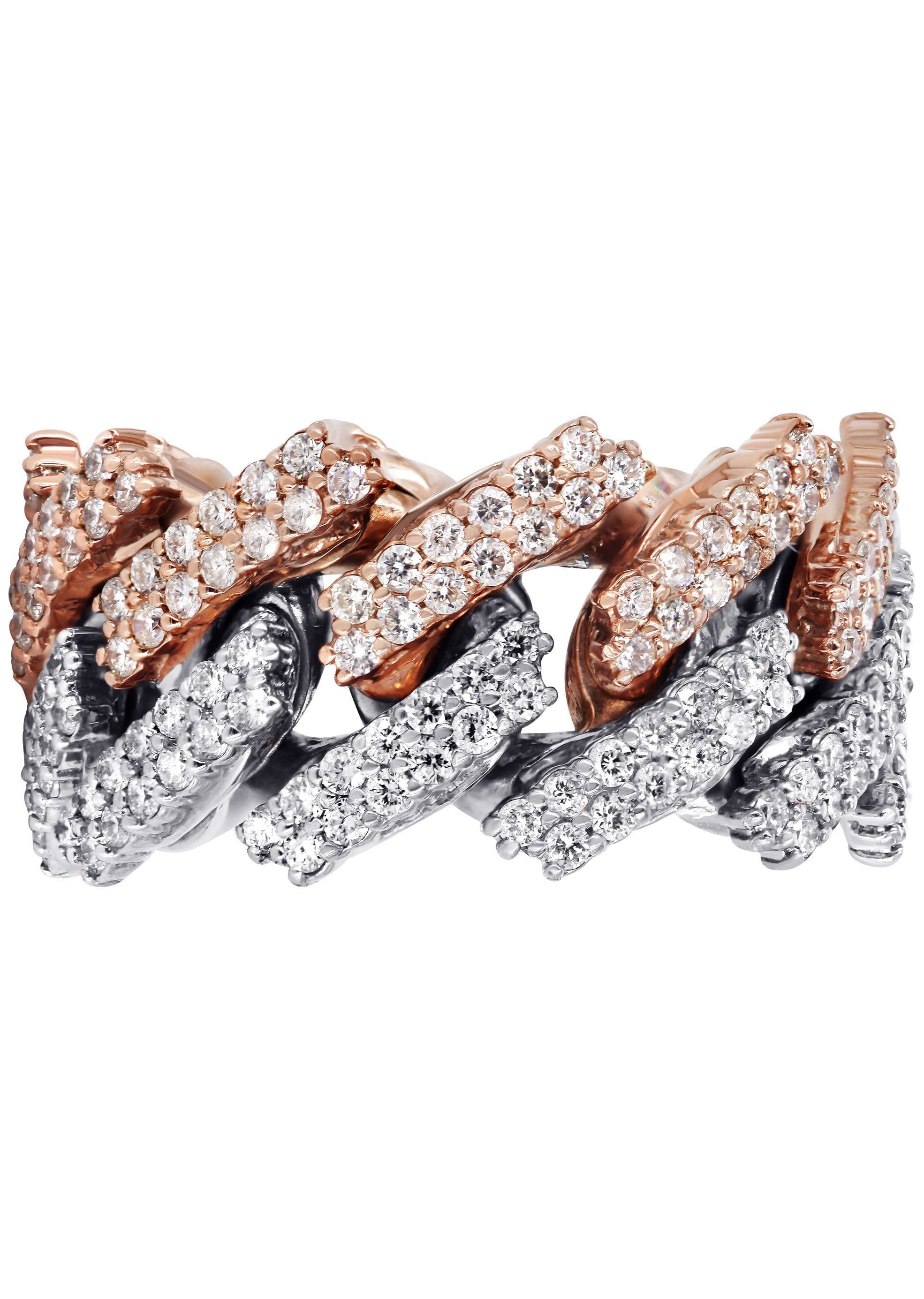 14K Rose And White Gold Diamond Cuban Link Ring | 20.11 Grams | 4.07 Carats - Image 2
