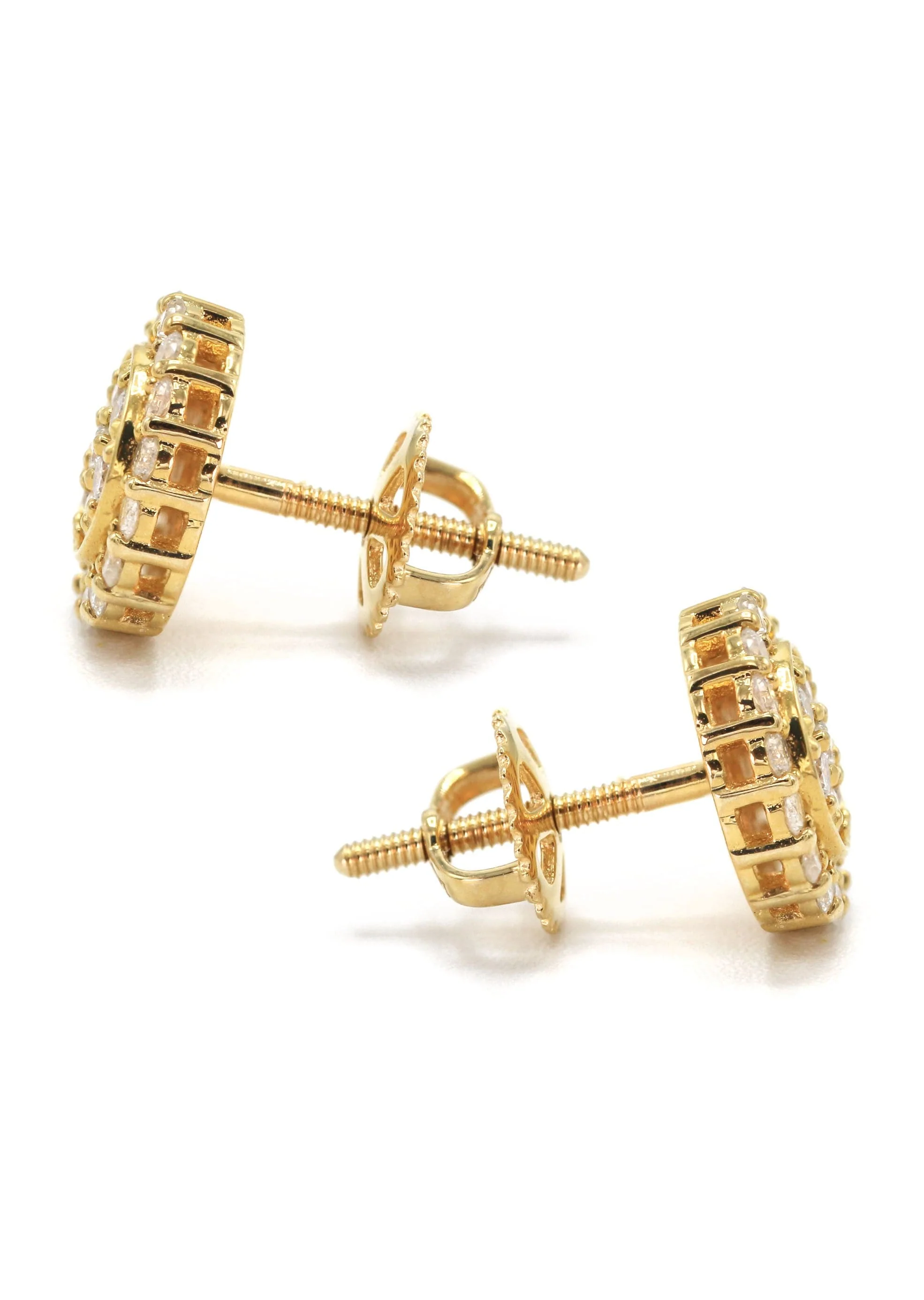 14K Yellow Gold Diamond Earrings For Men | 0.49 Carats | 1.95 Grams - Image 2