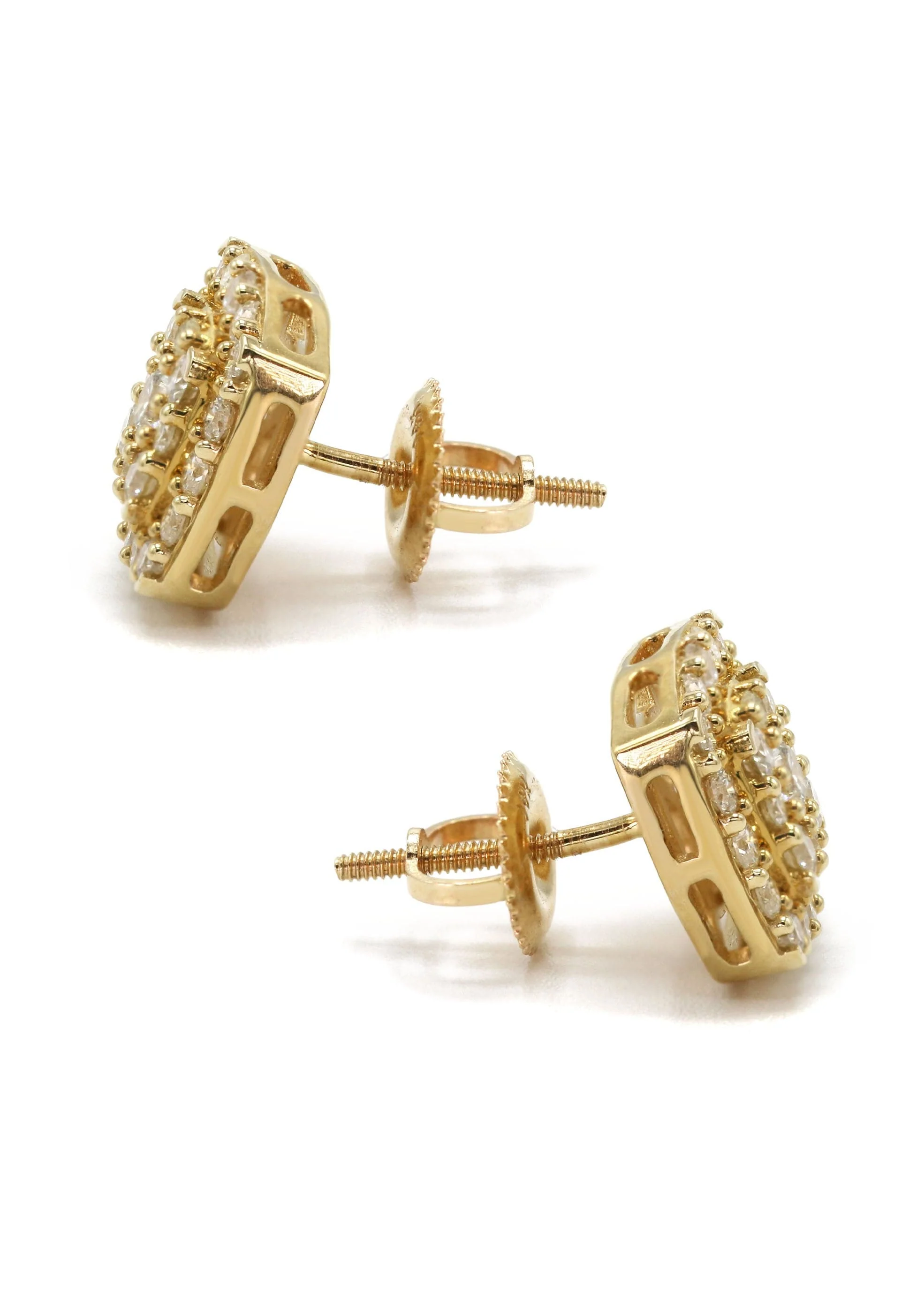 14K Yellow Gold Diamond Earrings For Men | 1 Carats | 3.43 Grams - Image 2