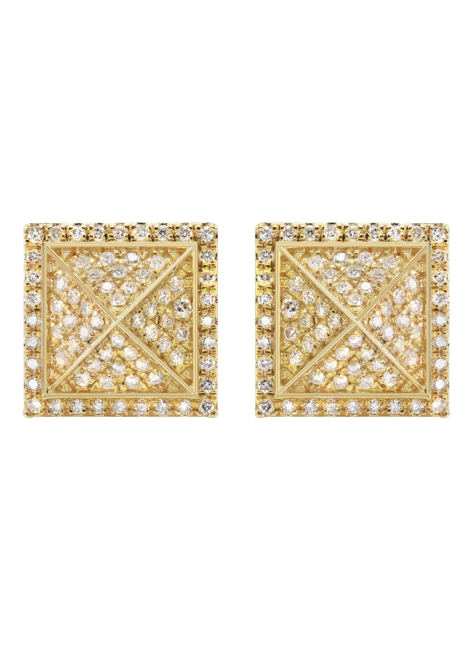 14K Yellow Gold Diamond Earrings For Men | 0.35 Carats | 2.7 Grams