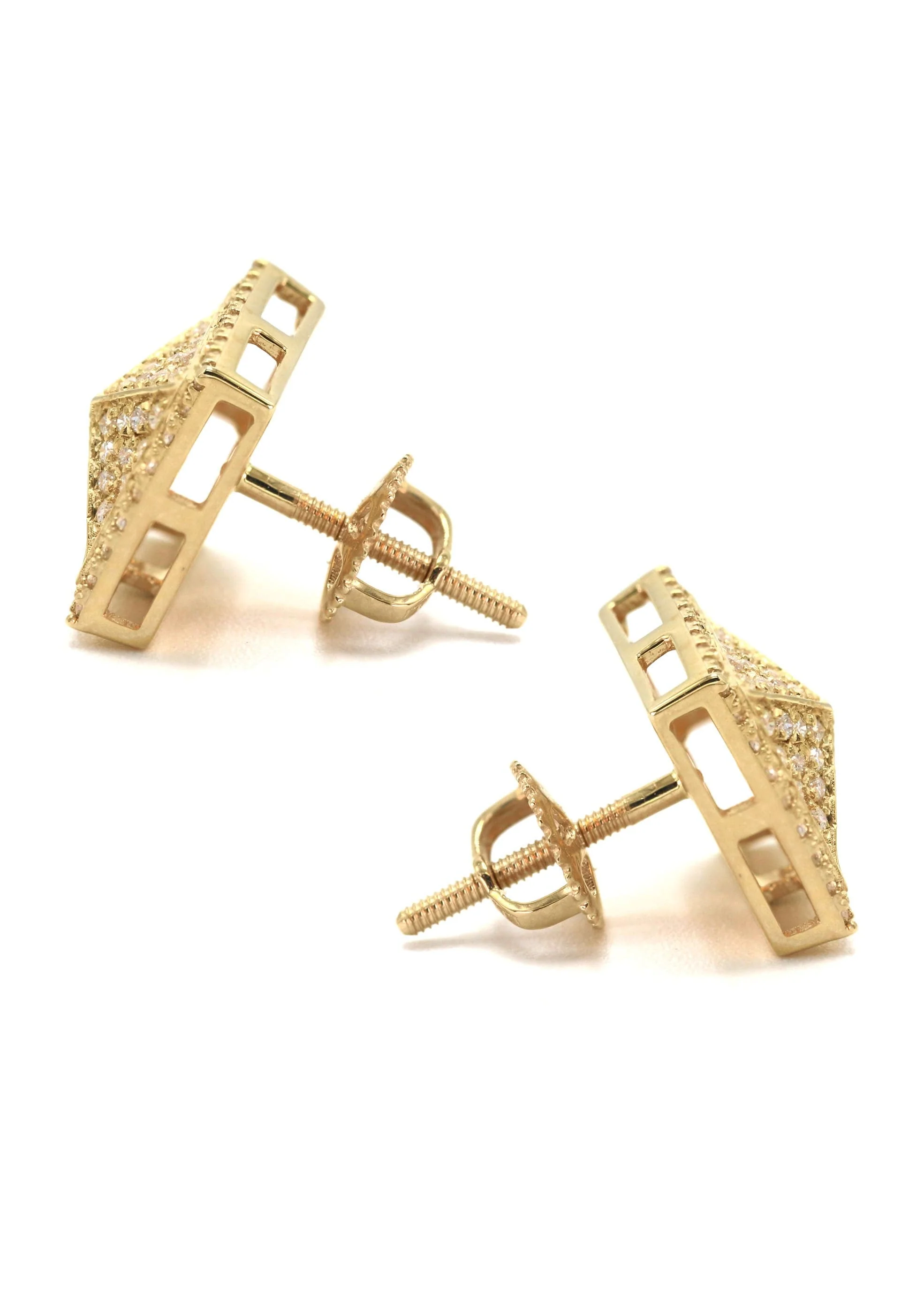 14K Yellow Gold Diamond Earrings For Men | 0.35 Carats | 2.7 Grams - Image 2