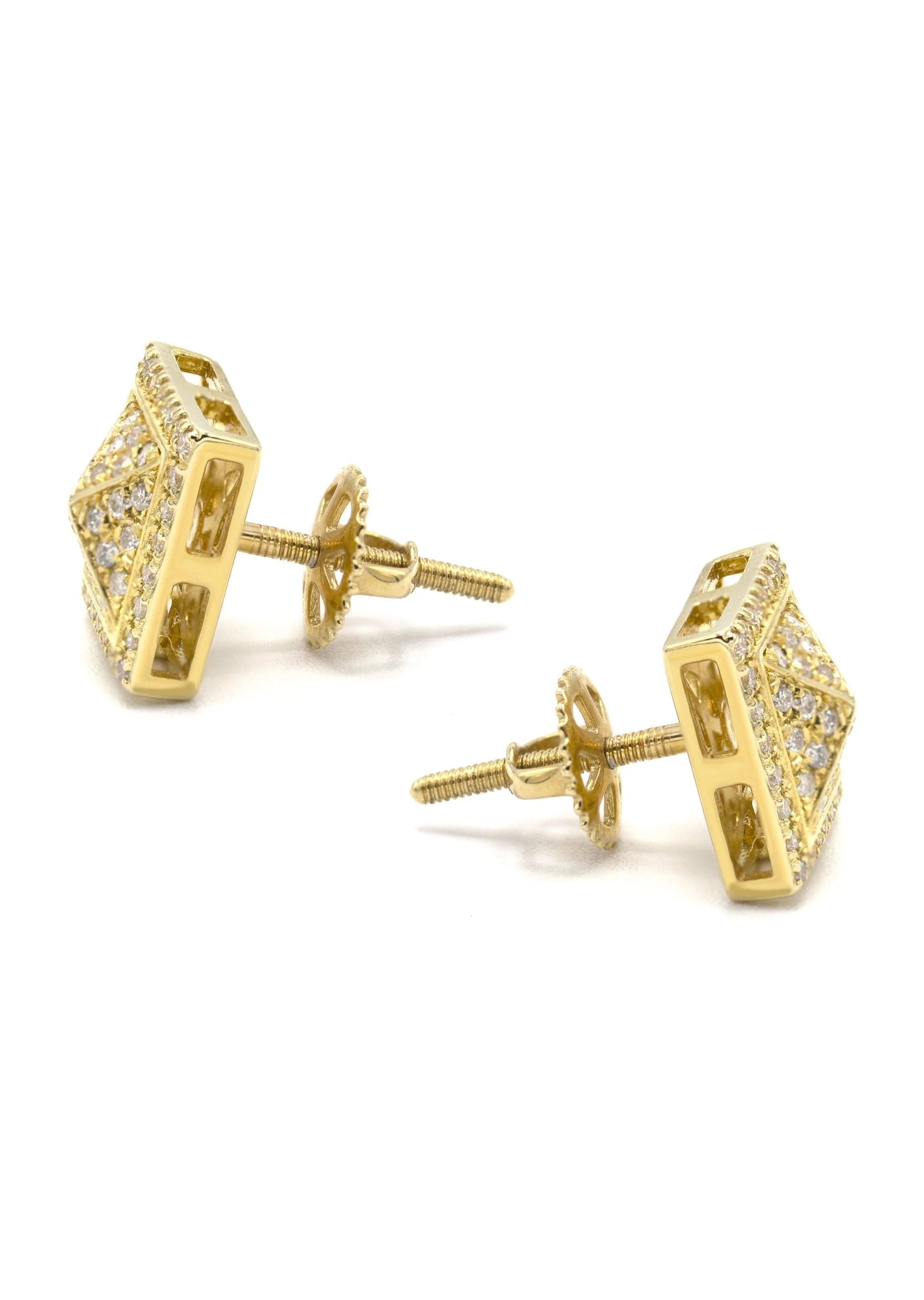 14K Yellow Gold Diamond Earrings For Men | 0.27 Carats | 2.3 Grams - Image 2